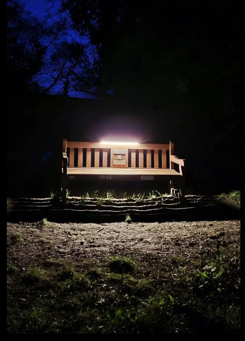 A beacon of hope, suicide prevention bench, which lights up at night