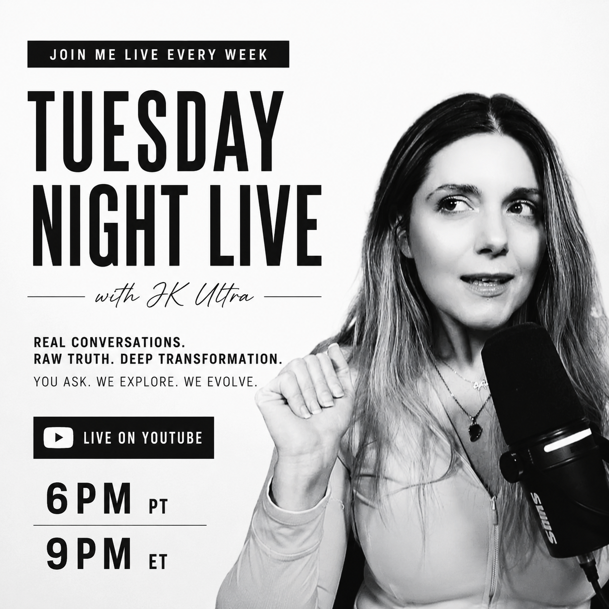 Tuesday Night Live JK ULTRA weekly youtube show livestream jenn spiritual conversations