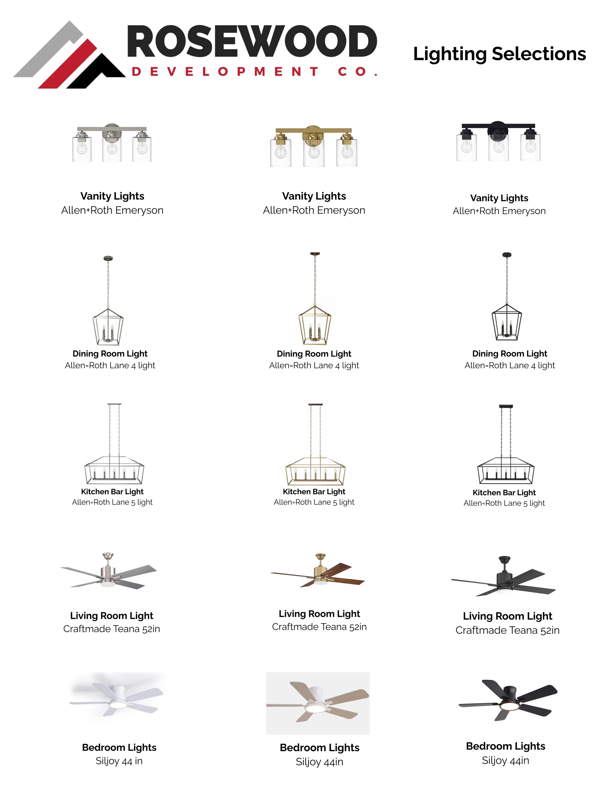 Interior Selections - Lighting Selections