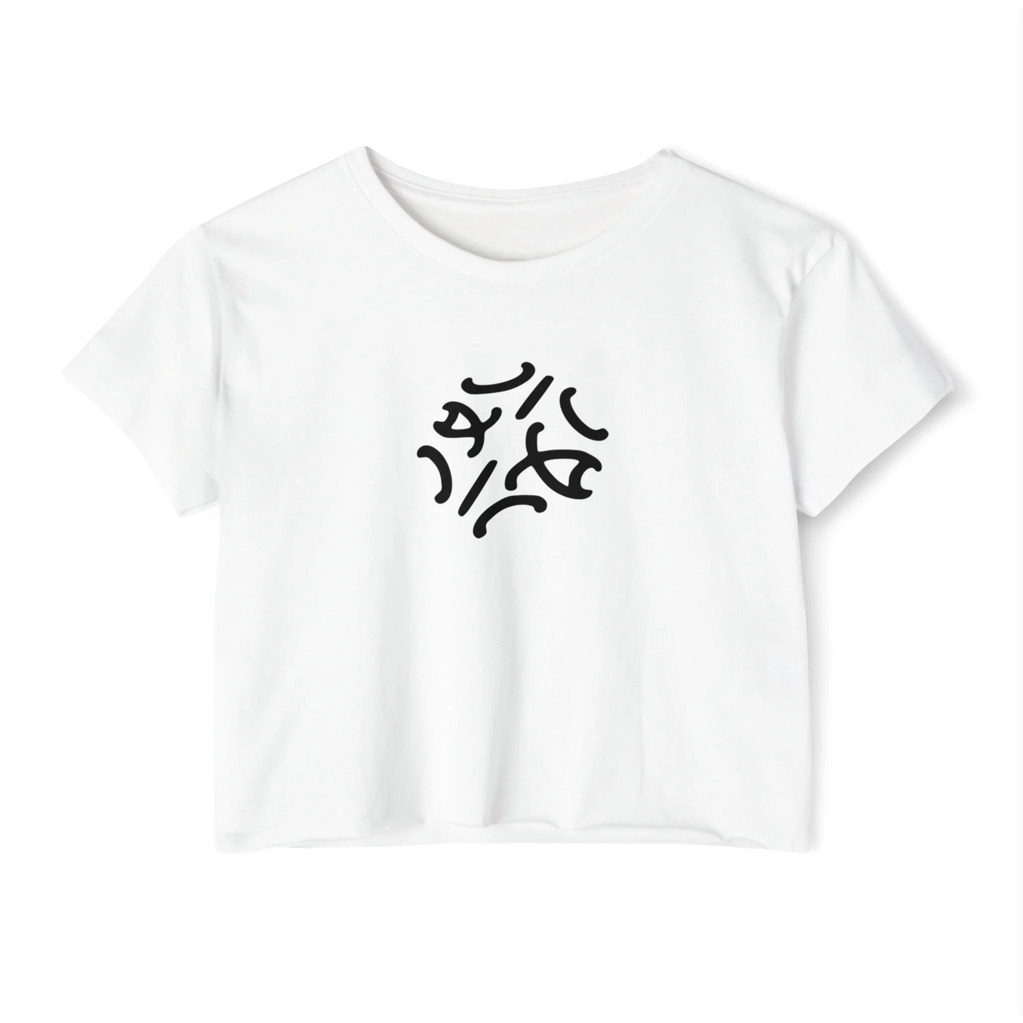 Festival Circle Crop Top — Minimal Black Symbol Graphic