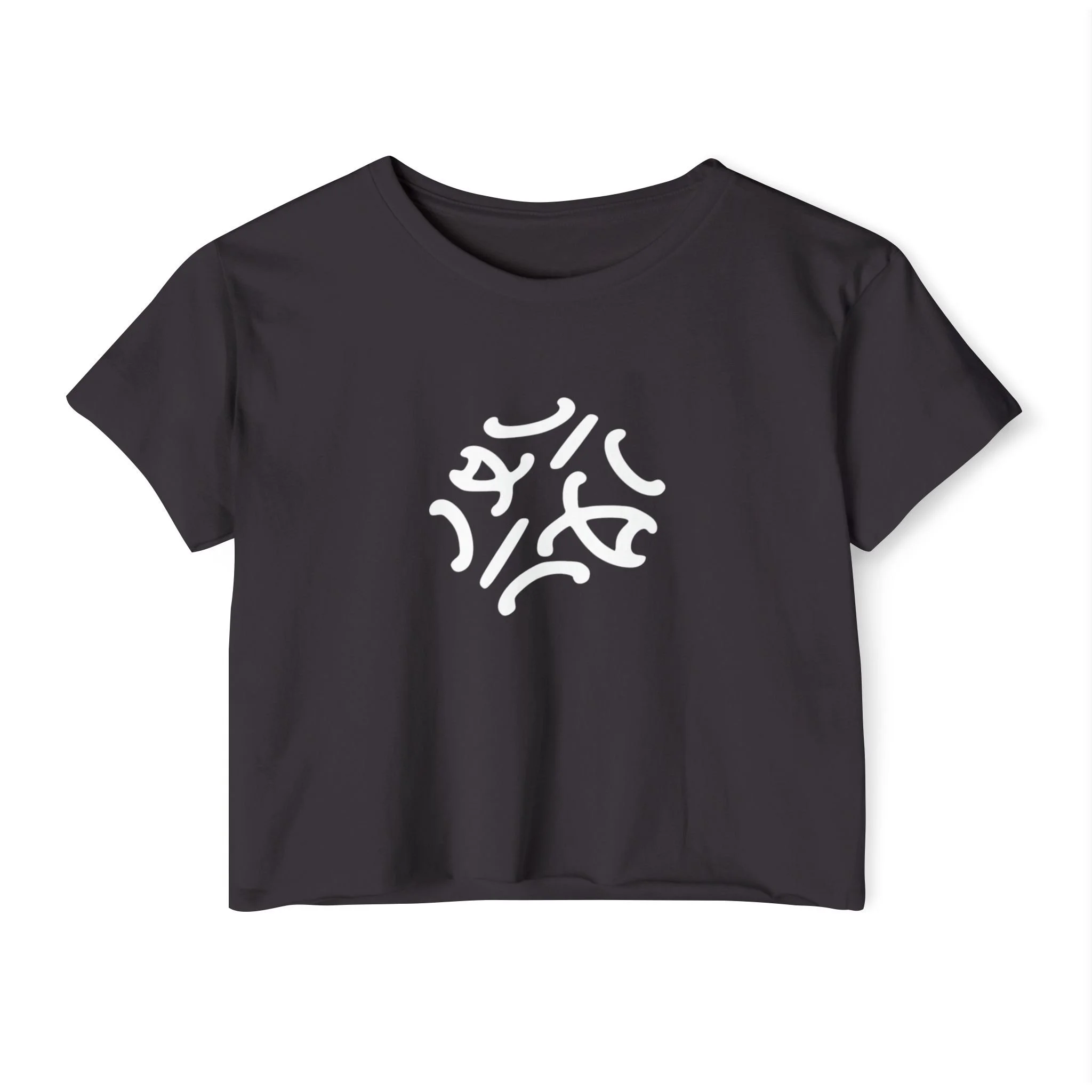 Festival Circle Crop Top — Minimal Black Symbol Graphic