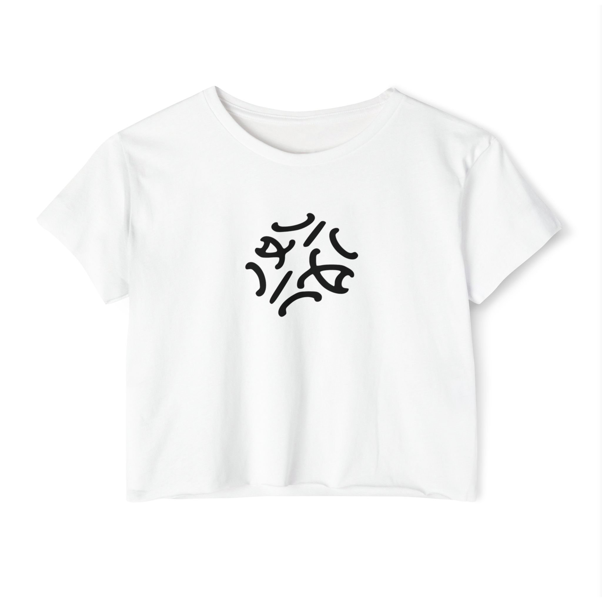 Festival Circle Crop Top — Minimal Black Symbol Graphic