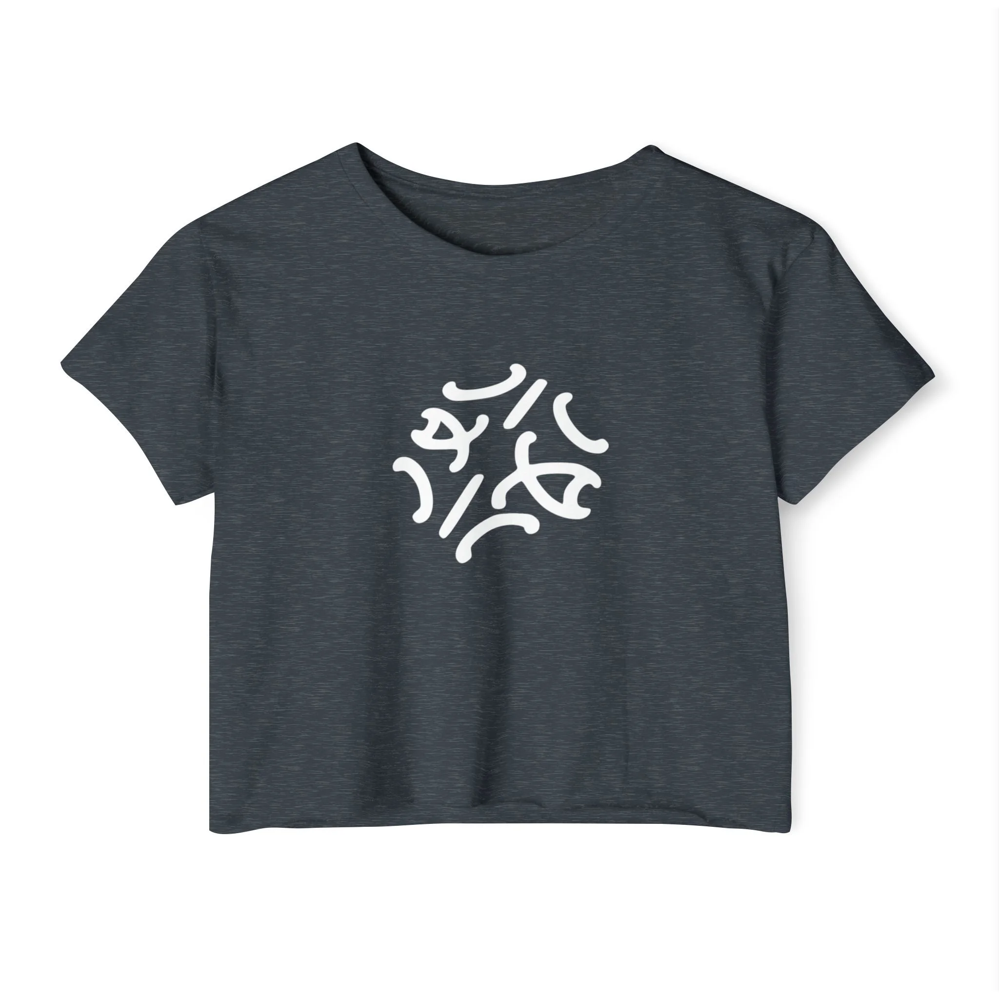 Festival Circle Crop Top — Minimal Black Symbol Graphic