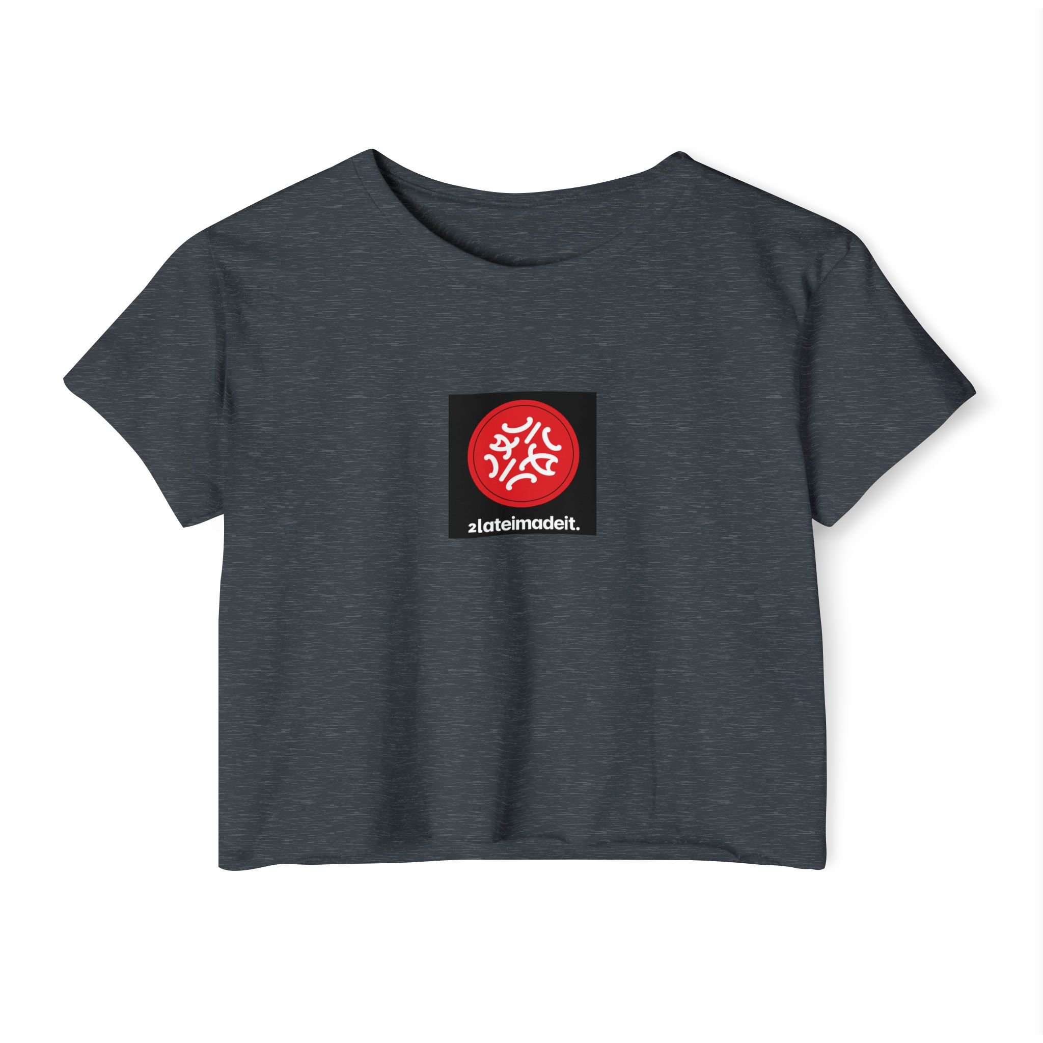 Festival Circle Crop Top — Minimal Black Symbol Graphic