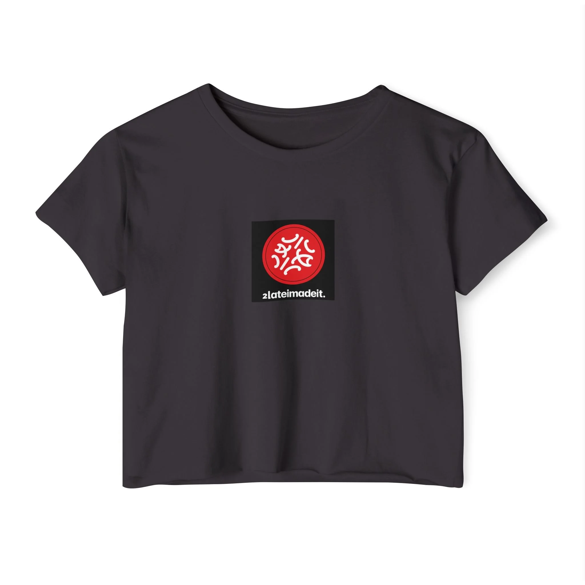 Festival Circle Crop Top — Minimal Black Symbol Graphic