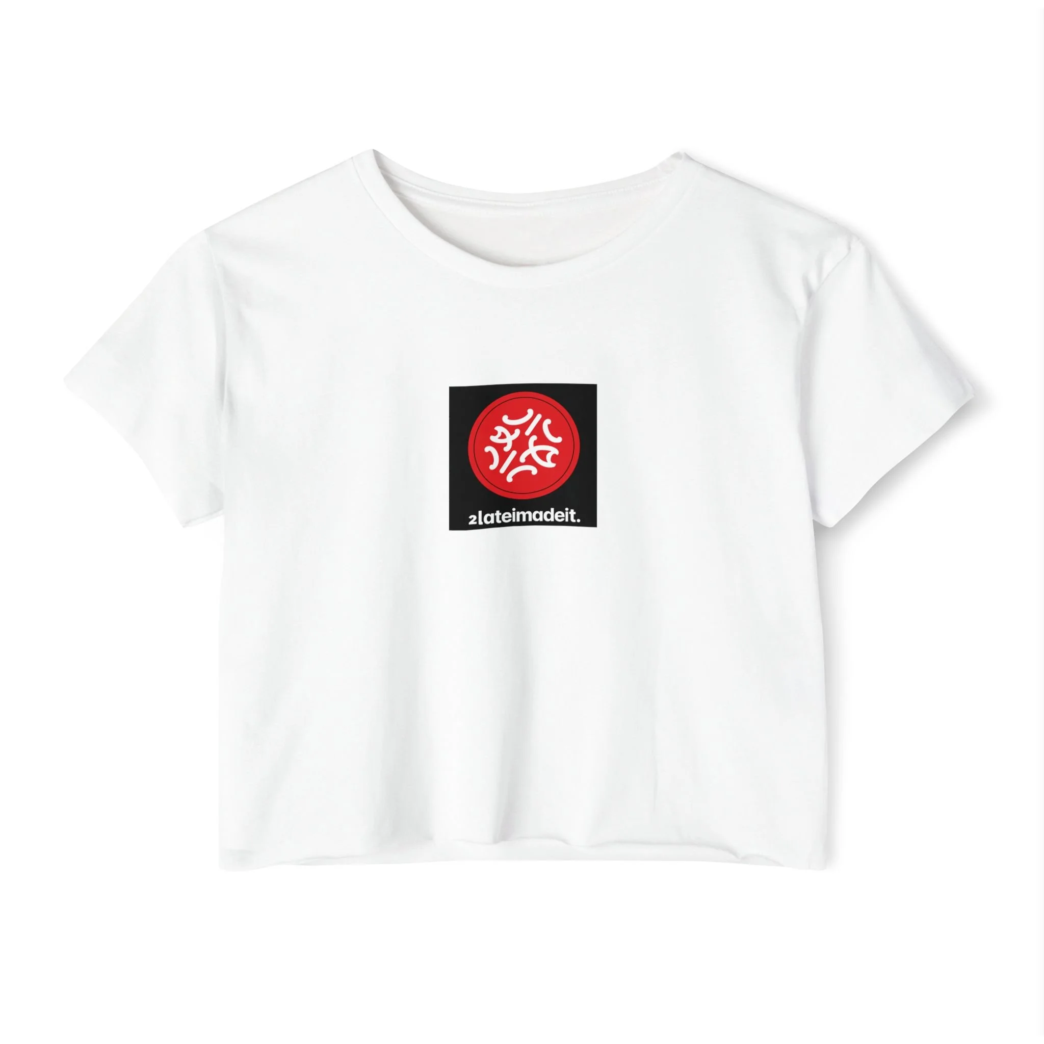 Festival Circle Crop Top — Minimal Black Symbol Graphic