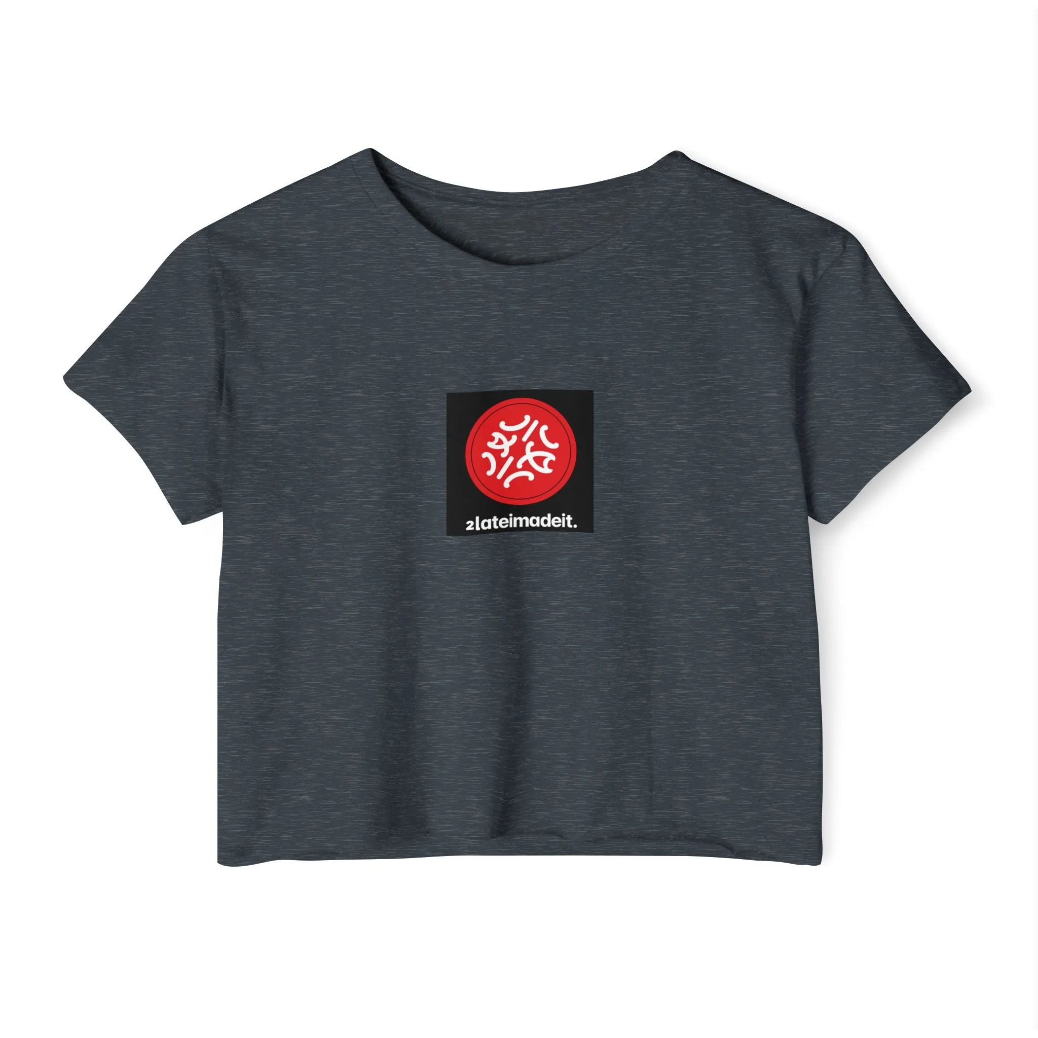 Festival Circle Crop Top — Minimal Black Symbol Graphic