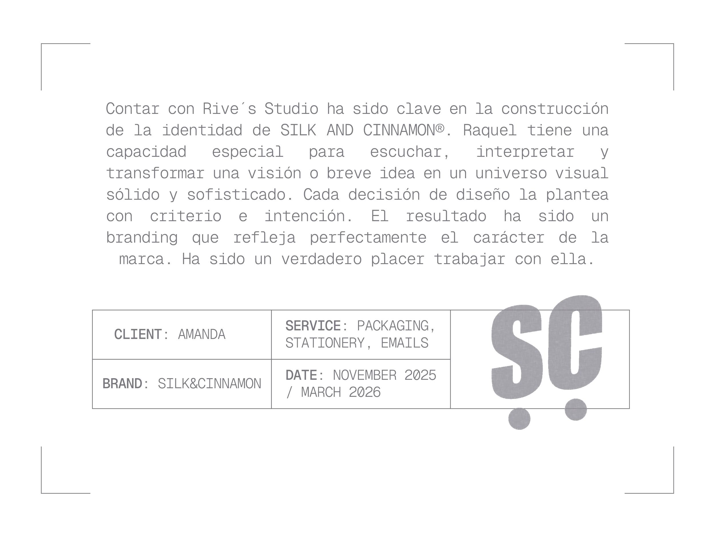 Close-up of a label or document with text in Spanish and English, mentioning brand 'SILK & CINNAMON' and date information.