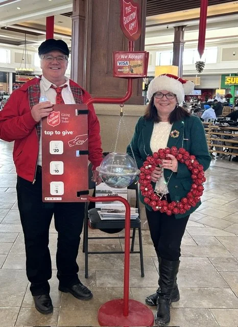 Lesley Parnell, pictured with husband Don Parnell - Receiving donations for Salvation Army