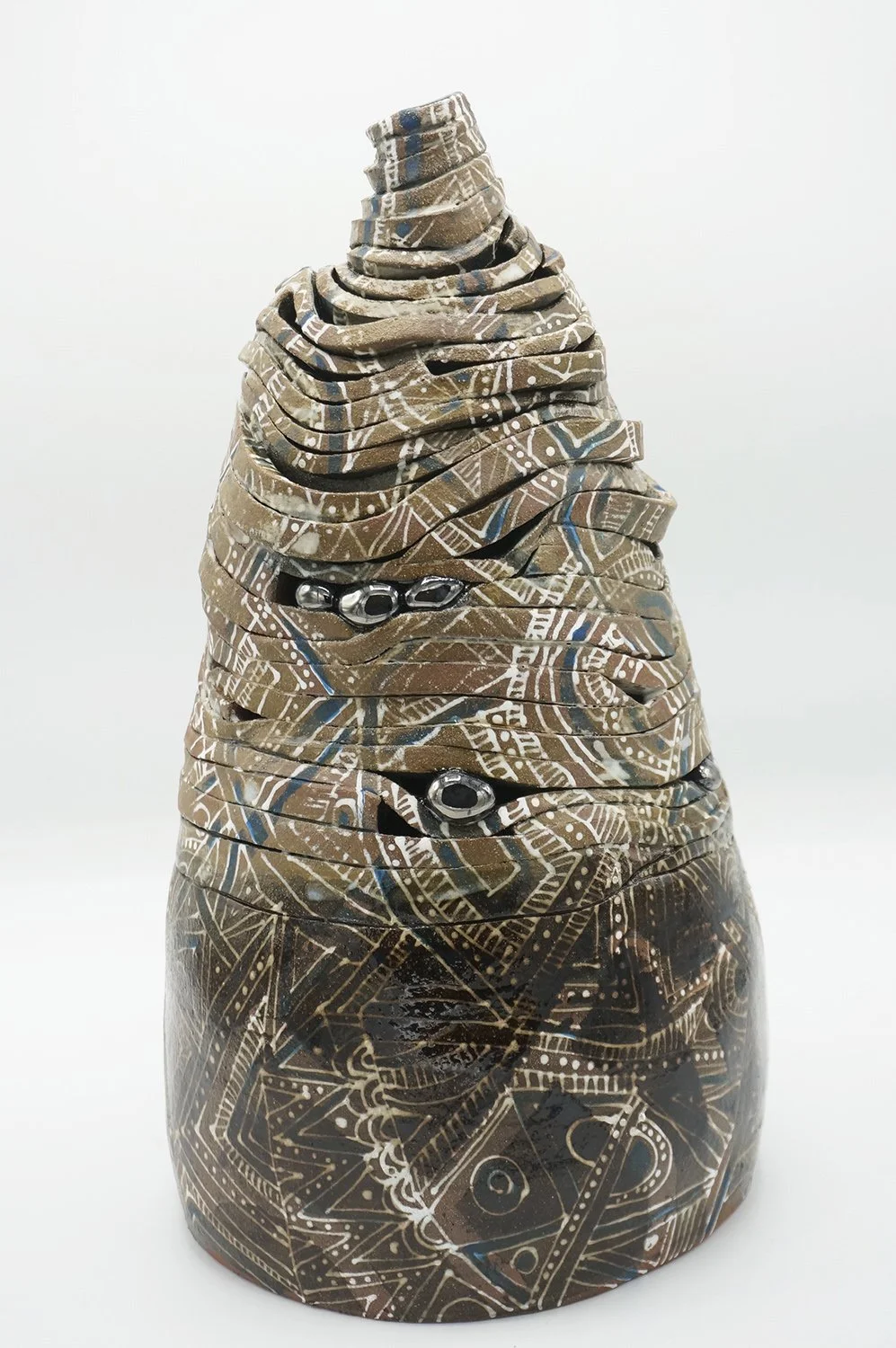 I See You, 2020  
15 x 8 x 8 in Terracotta, Glaze, Underglaze

