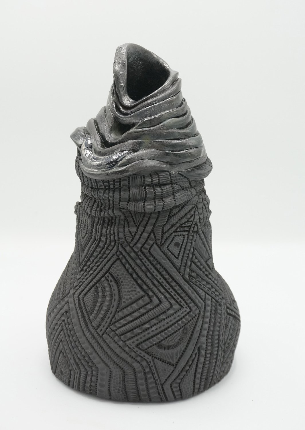 Folded 2020  
 11.5” x 7” x 7” Terracotta, Glaze, Underglaze   (Private Collection)
