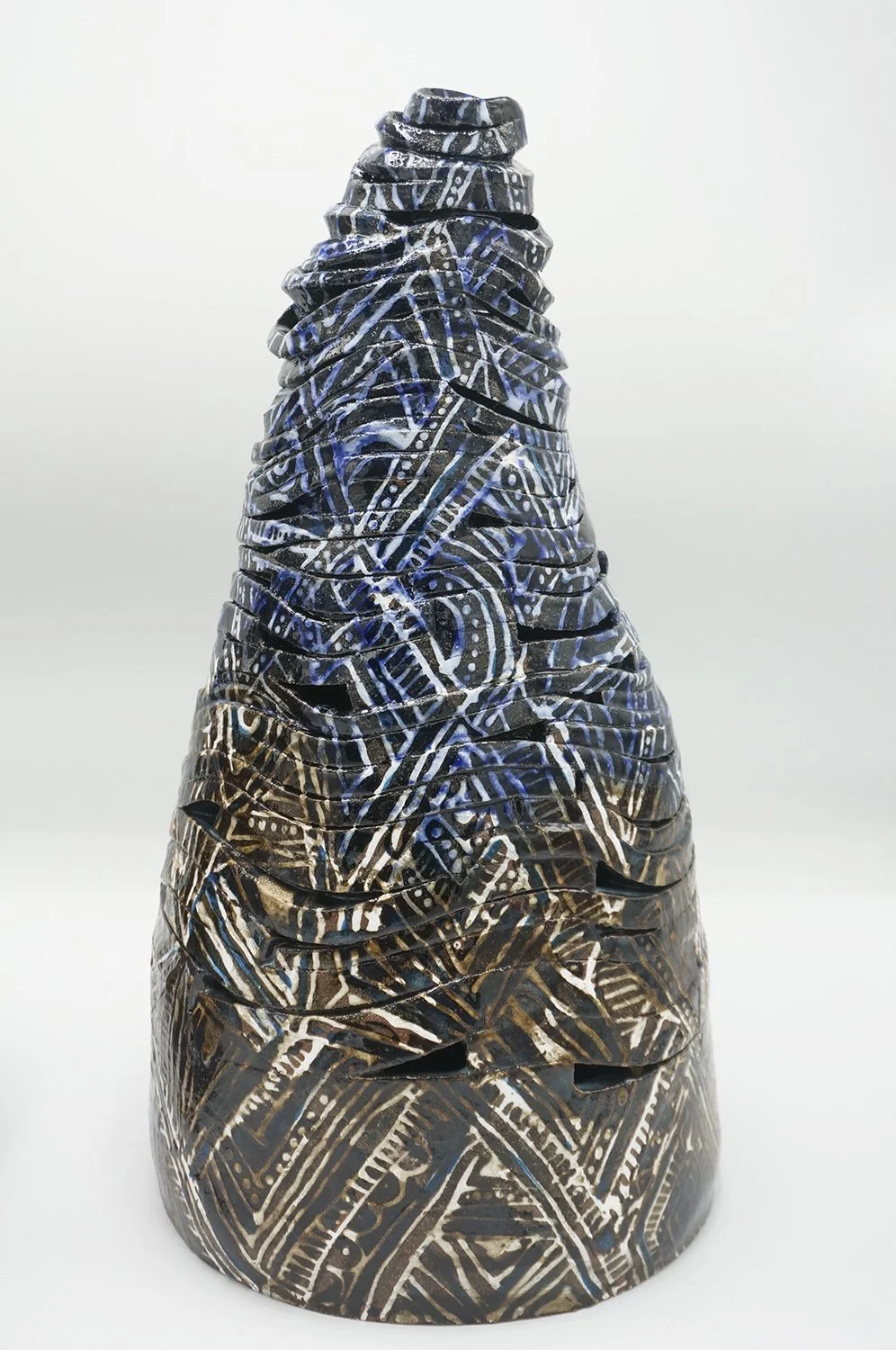 Adire I, 2020  
14.4 x 7 x 7 in Terracotta, Glaze, Underglaze
