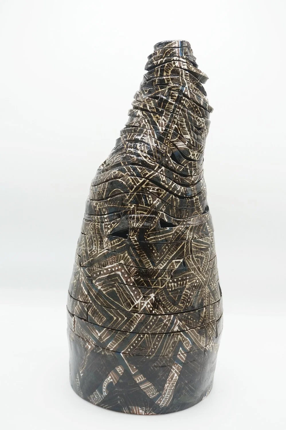 Adire II, 2020  
17 x 7 x 7 in Terracotta, Glaze, Underglaze
