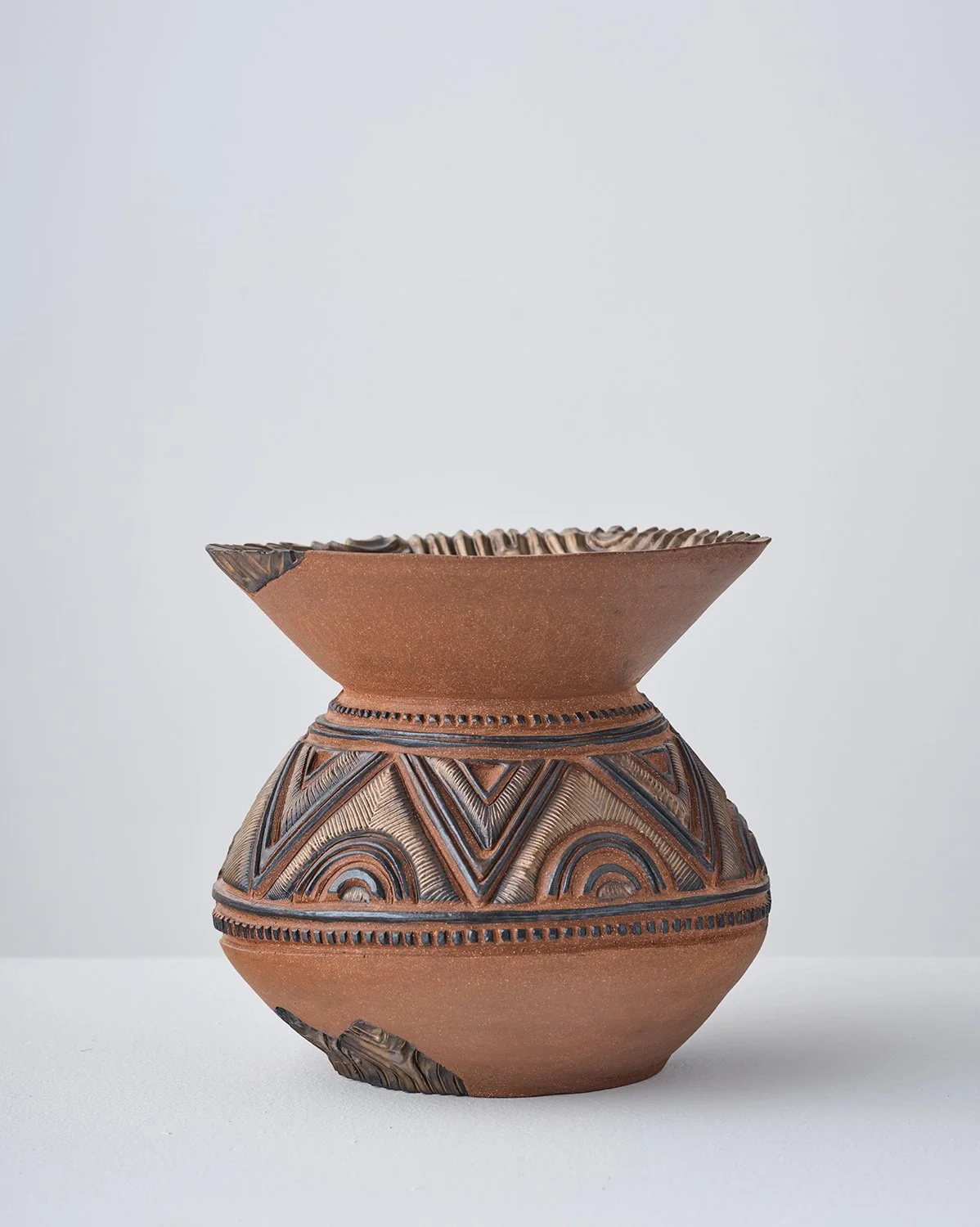 Half/Half I 2026  (front)  
9 x 9.5 x 9.5 in Terracotta, glaze
