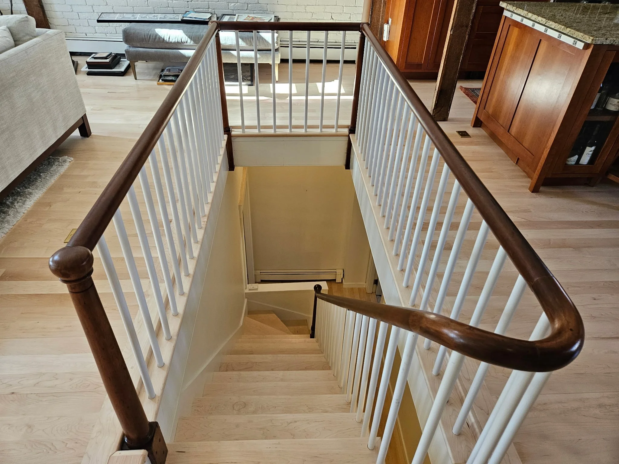 Job complete. The staircase, floor, handrail system and trim all got an upgrade in this beautiful home. 