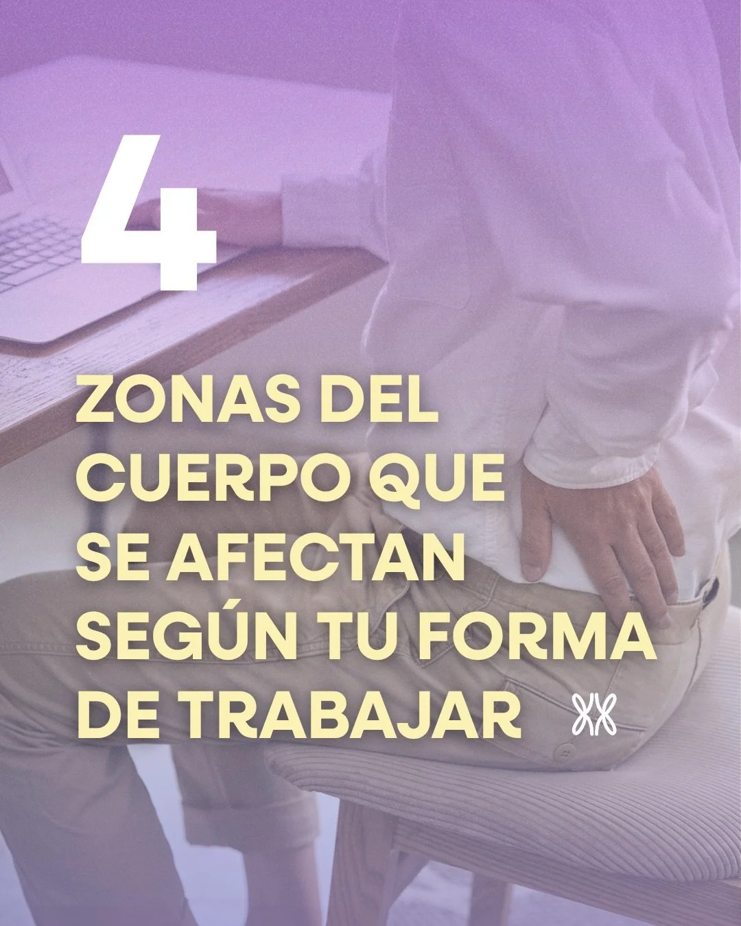 Tu forma de trabajar s&iacute; cambia tu cuerpo. Con el tiempo, algunas zonas se sobrecargan y otras dejan de activarse, por lo general a consecuencia del sedentarismo. 

Te mostramos unos ejemplos de m&uacute;sculos que se pueden ver afectados y sus