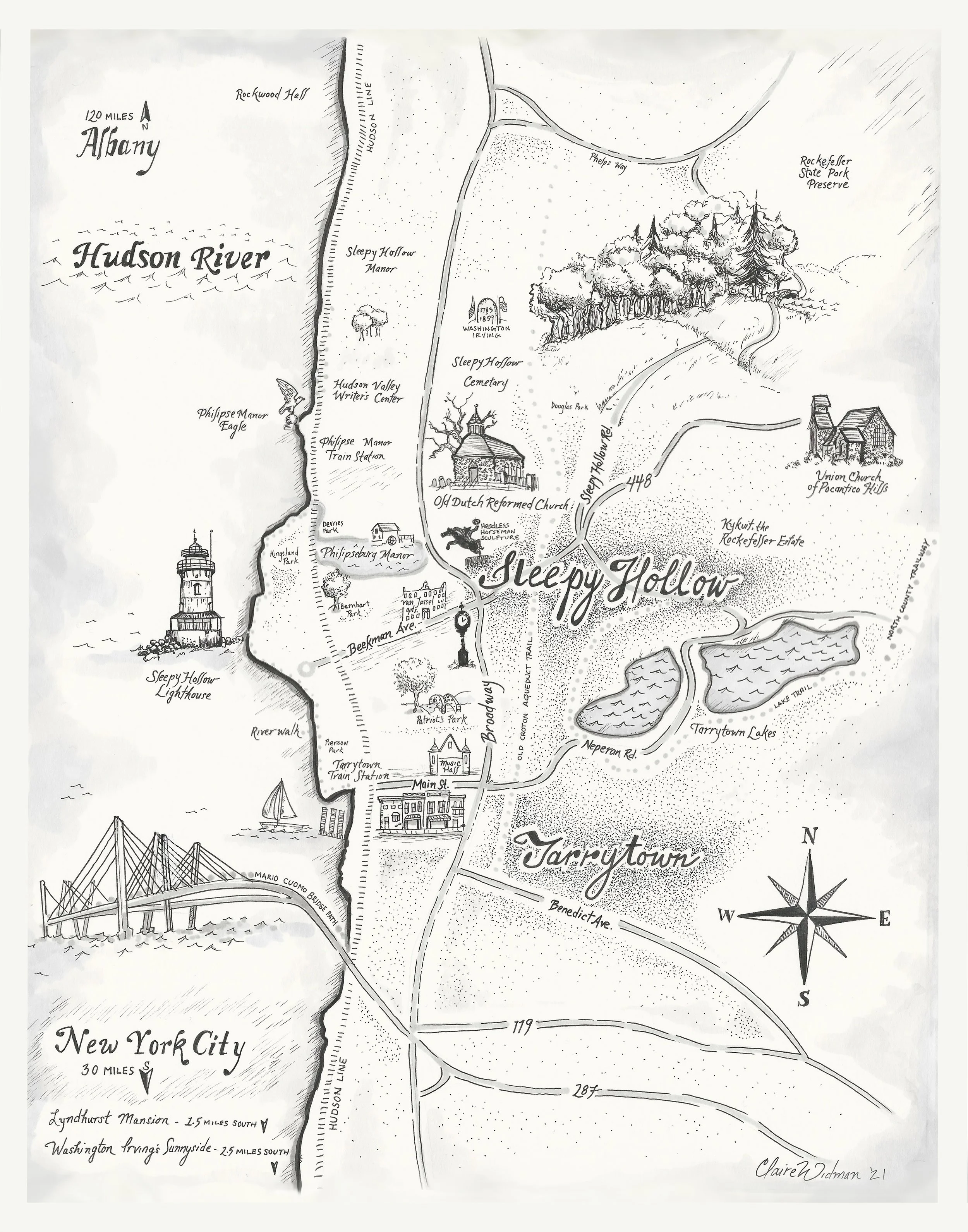 Sleepy Hollow and Tarrytown Map