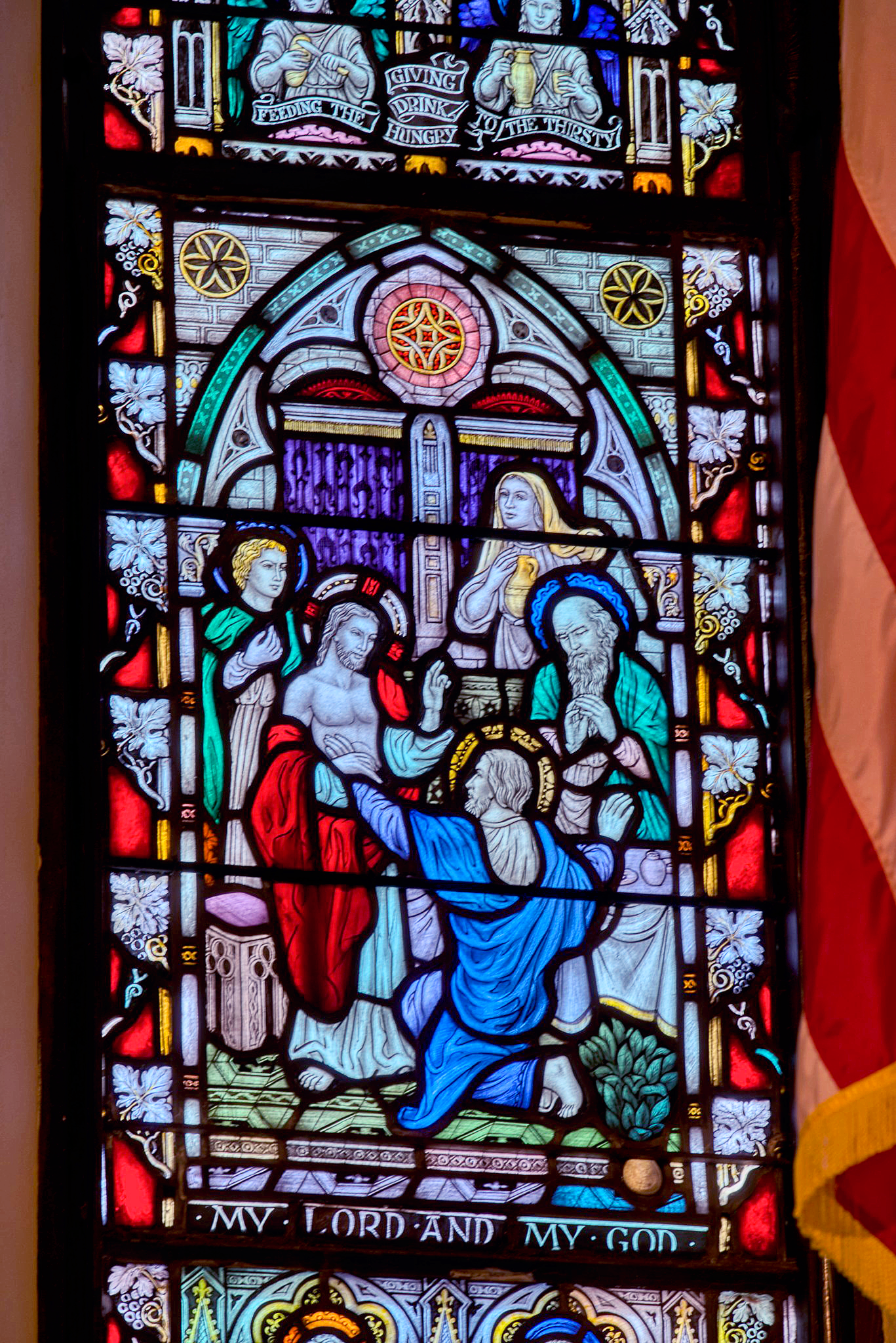 Stained glass titled, “My Lord and My God” at St. Thomas’ Church Whitemarsh.