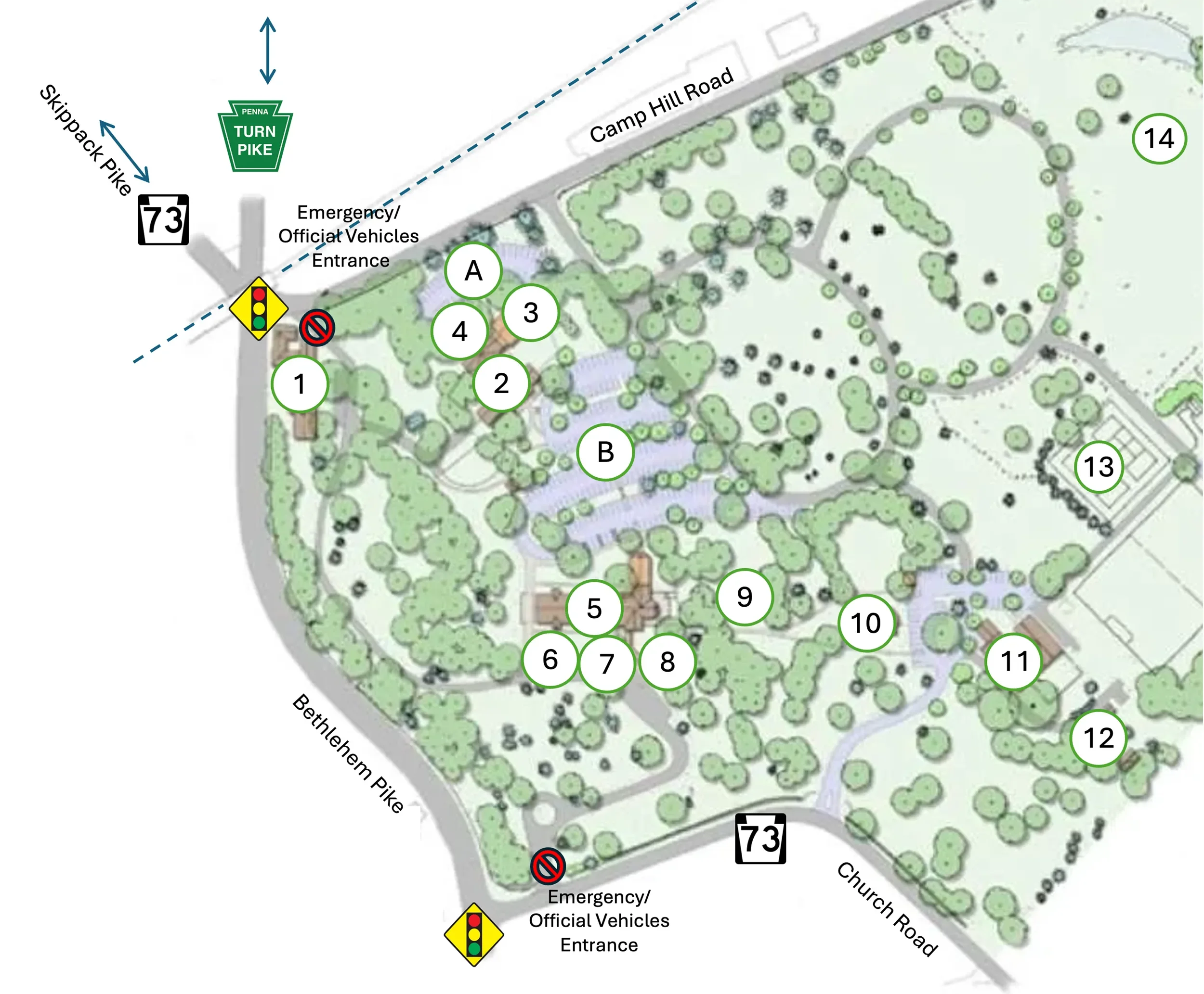 Campus map illustration of St. Thomas’ Church Whitemarsh.