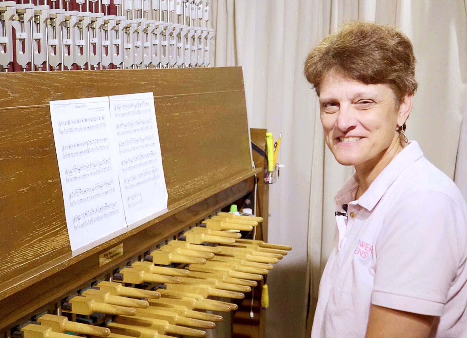Carillon musician, Lisa Lonie, at St. Thomas’ Church Whitemarsh.