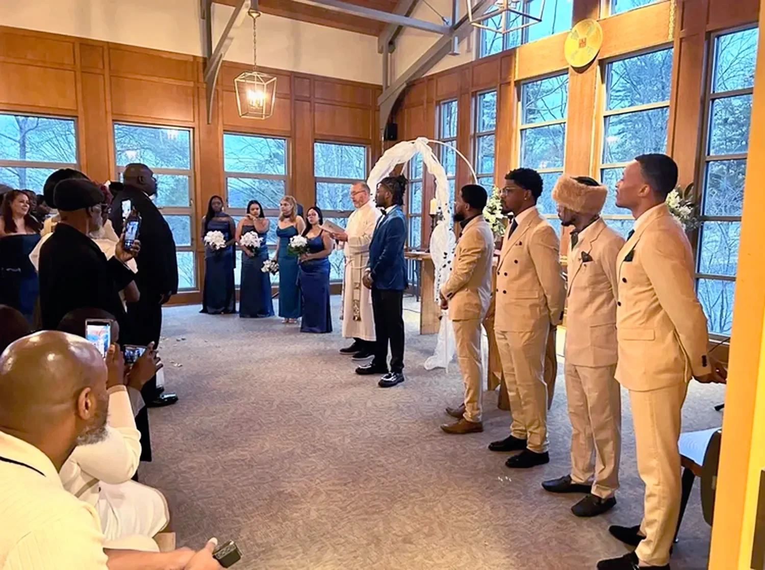 Wedding ceremony in McCausland Chapel at St. Thomas’ Church Whitemarsh.