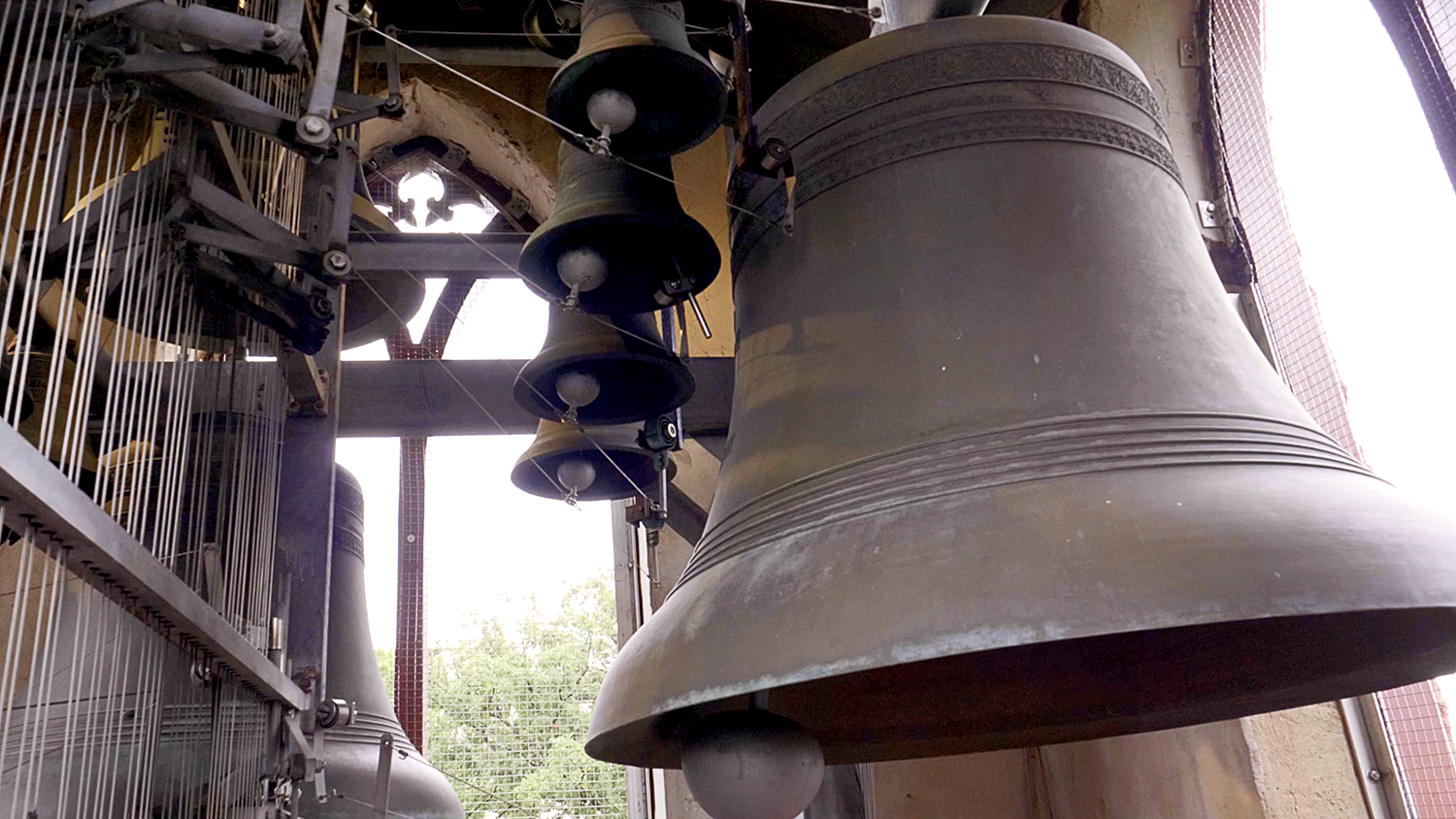 Closeup of carillon at St. Thomas’ Church Whitemarsh.