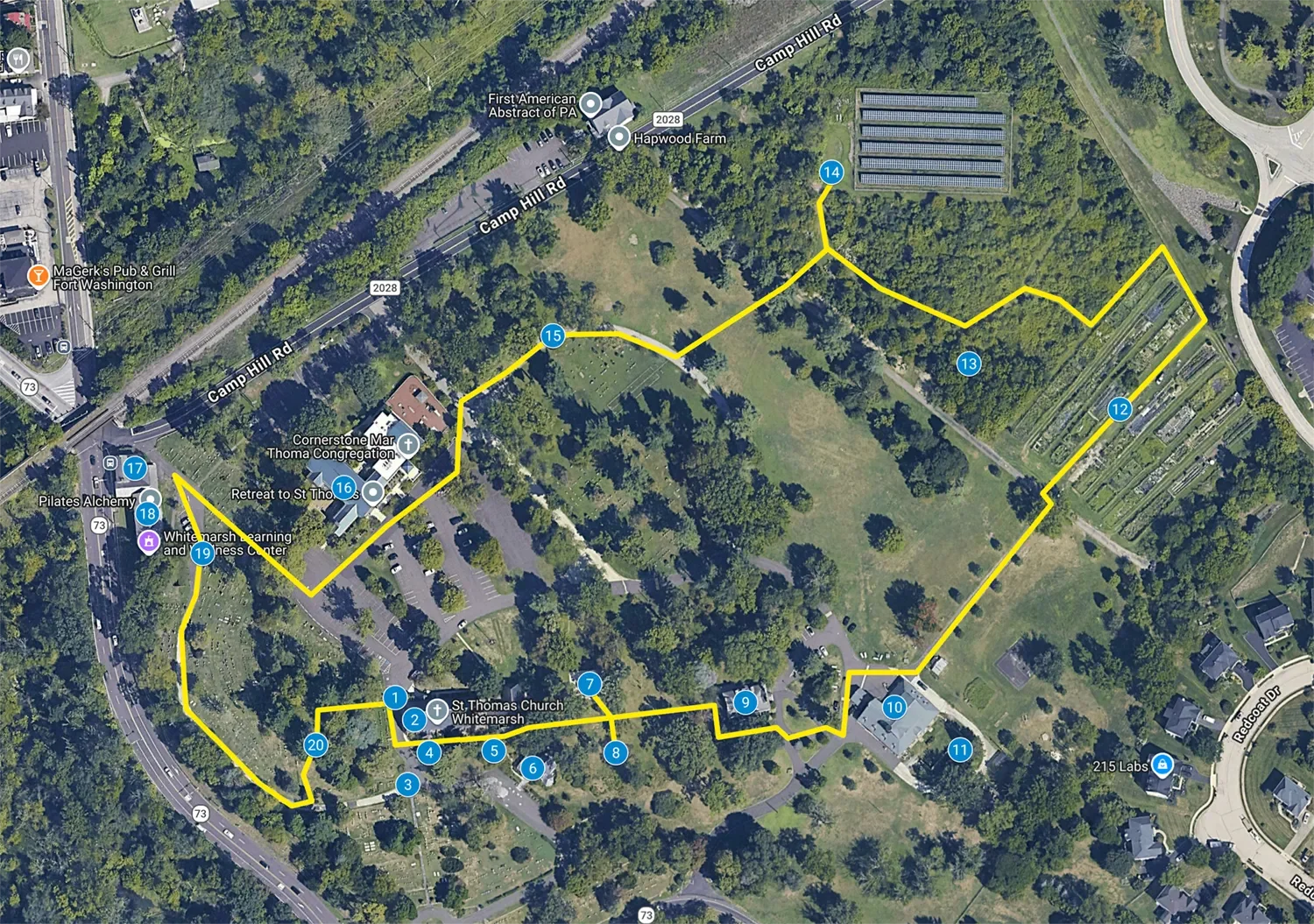 St. Thomas’ Harmony Walking Trail map at St. Thomas’ Church Whitemarsh.