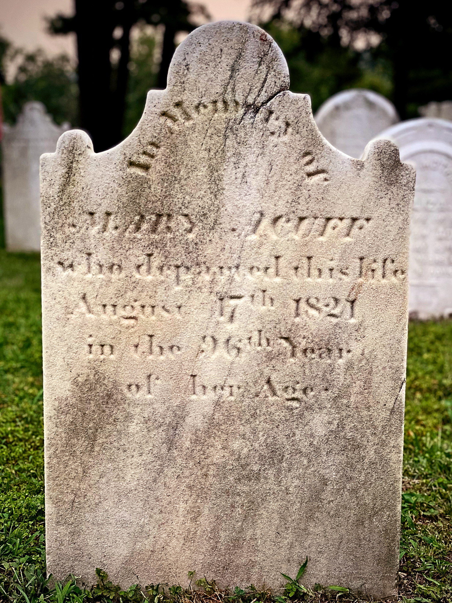 Historic headstone from 1821 in the cemetery at St. Thomas’ Church Whitemarsh.
