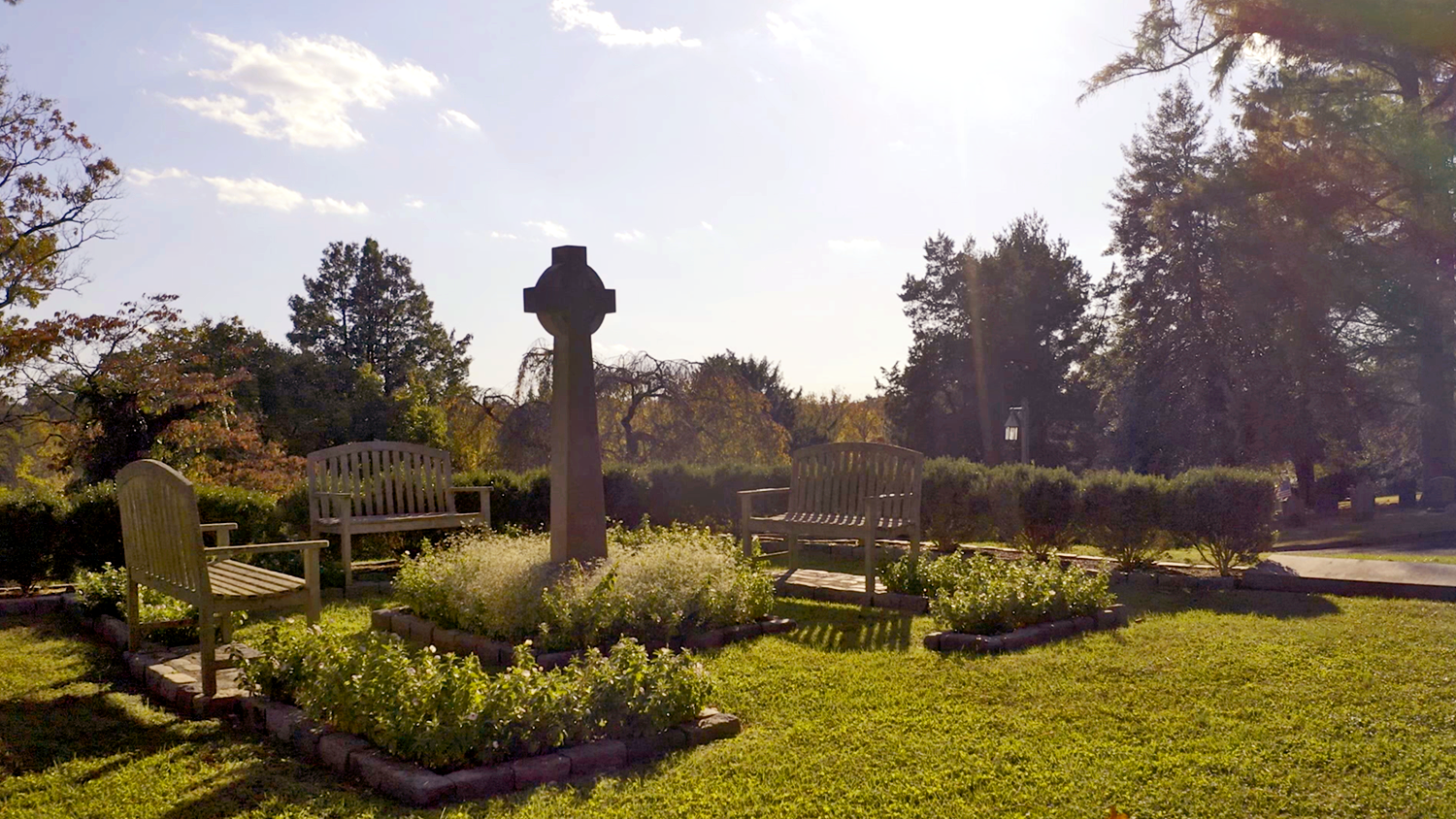 Sunrise over Peace Garden at St. Thomas’ Church Whitemarsh.