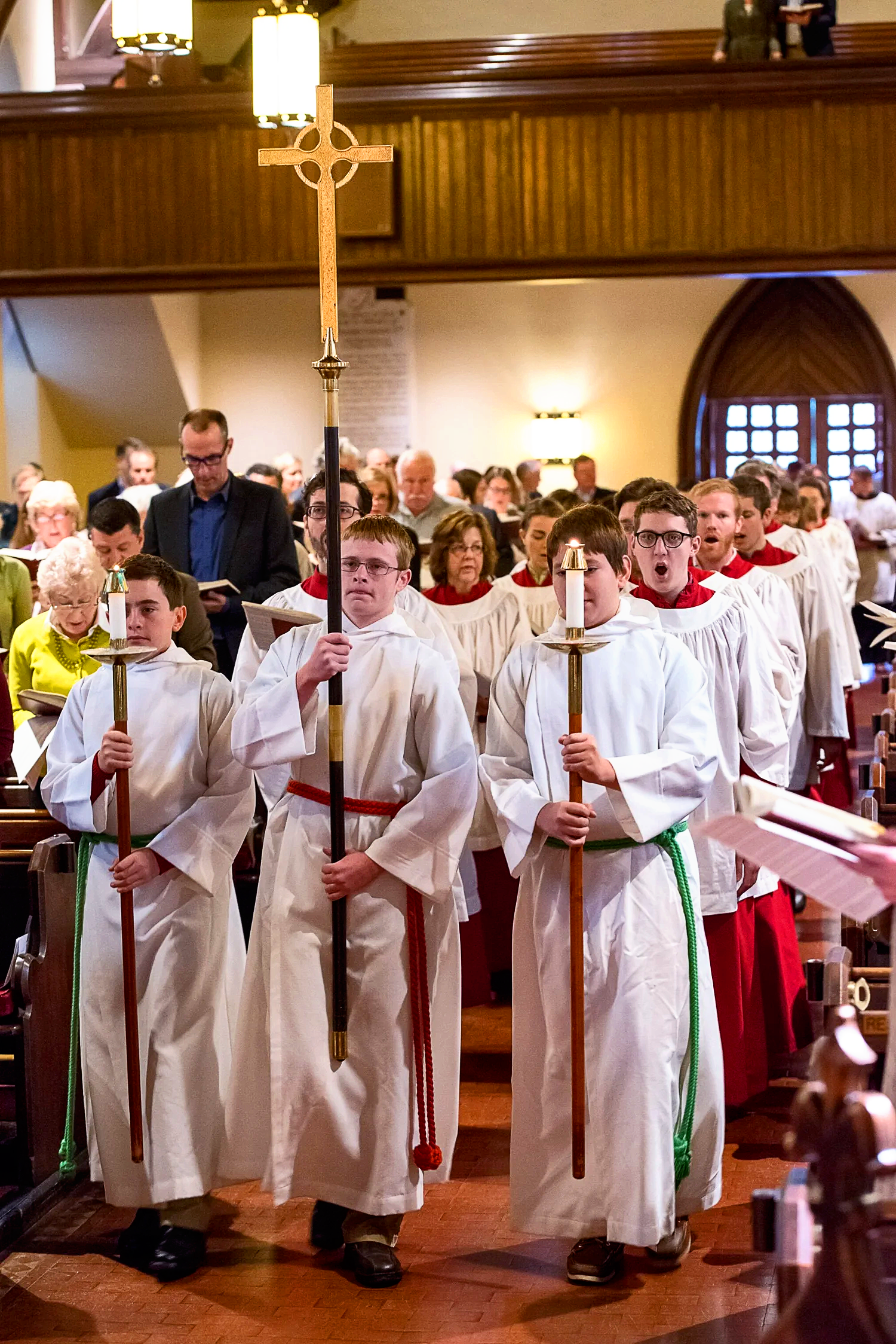 Choristers leading the procession at the beginning of a service at St. Thomas’ Church Whitemarsh.