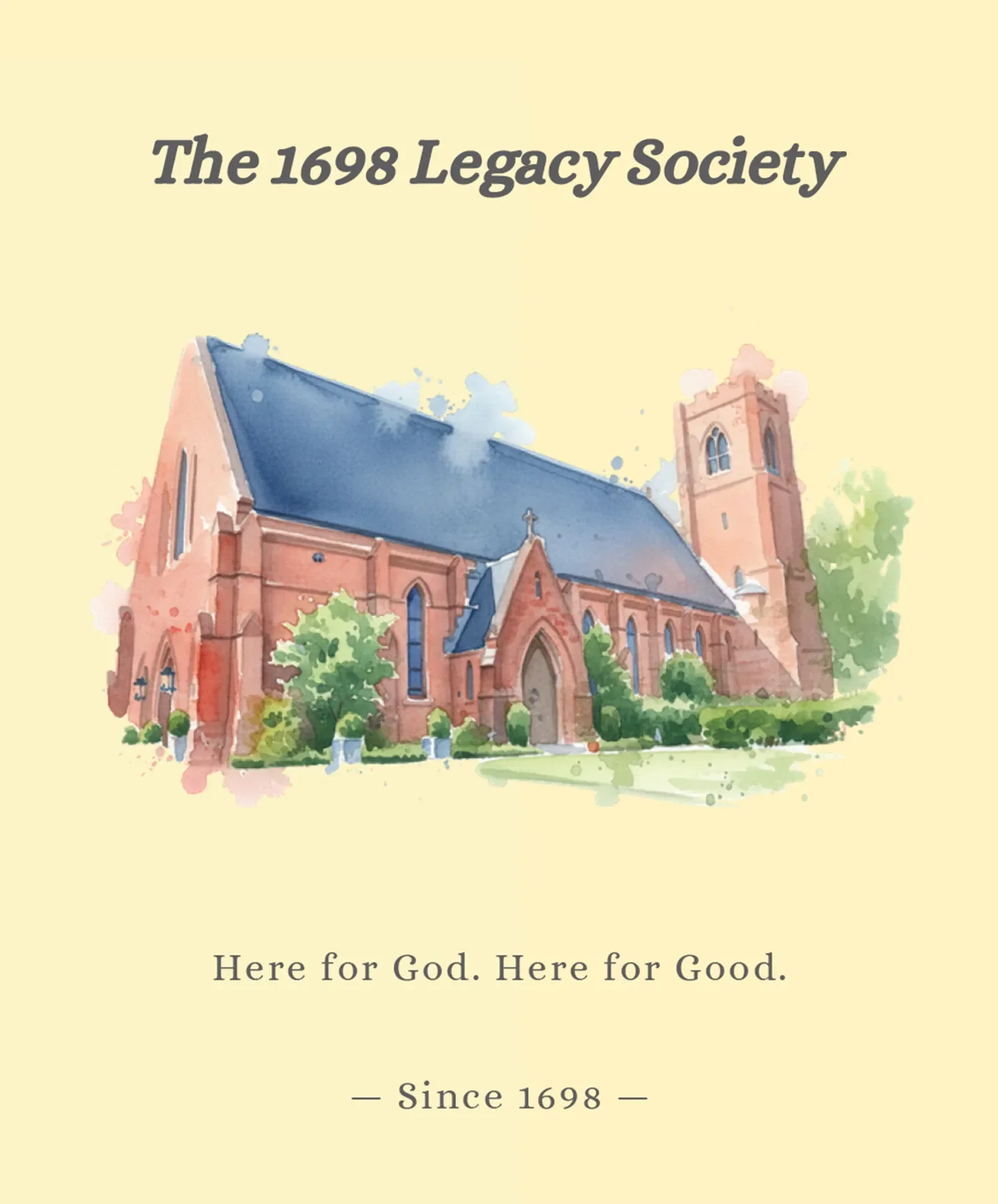 The 1698 Legacy Society brochure cover for St. Thomas’ Church Whitemarsh.