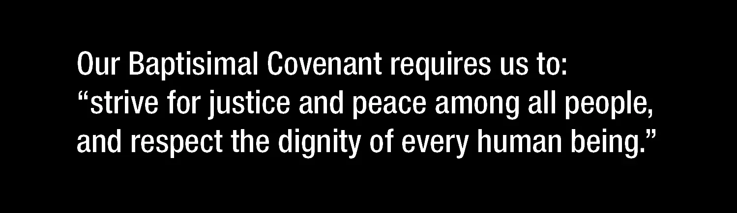 Our Baptismal Covenant requires us to: “strive for justice and peace among all people, and respect the dignity of every human being.”