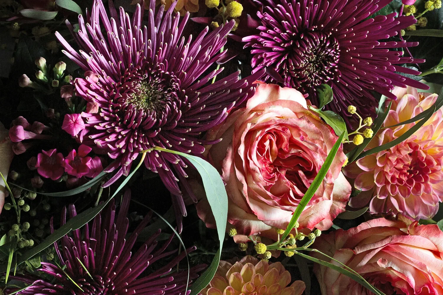 Pink and purple Sunday Altar flowers at St. Thomas’ Church Whitemarsh.