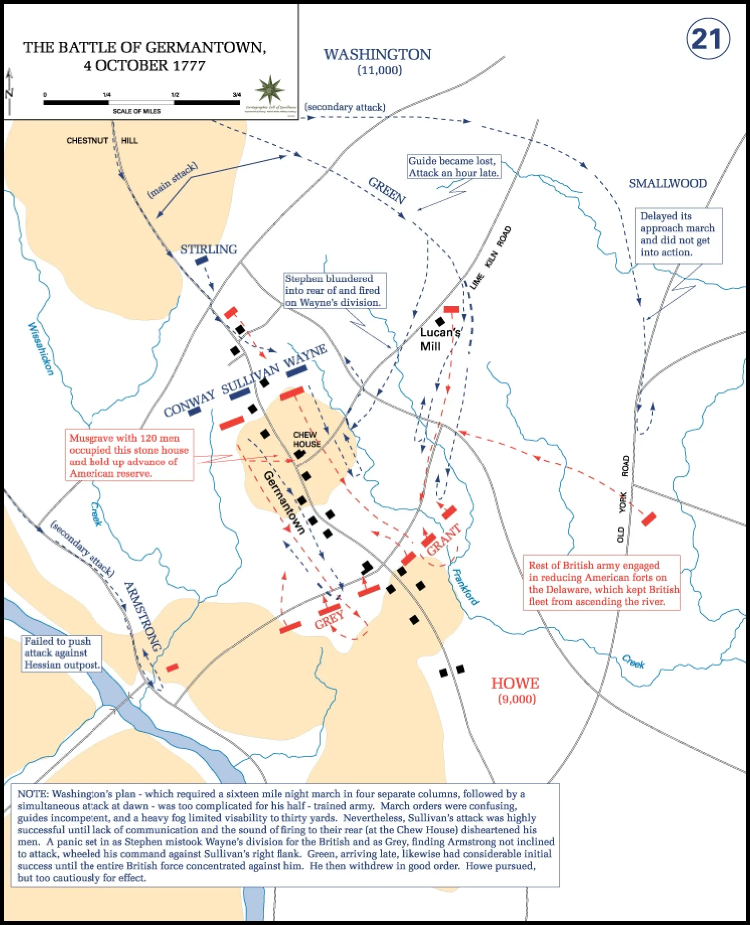 Map of the Battle of Germantown, 4 October 1777