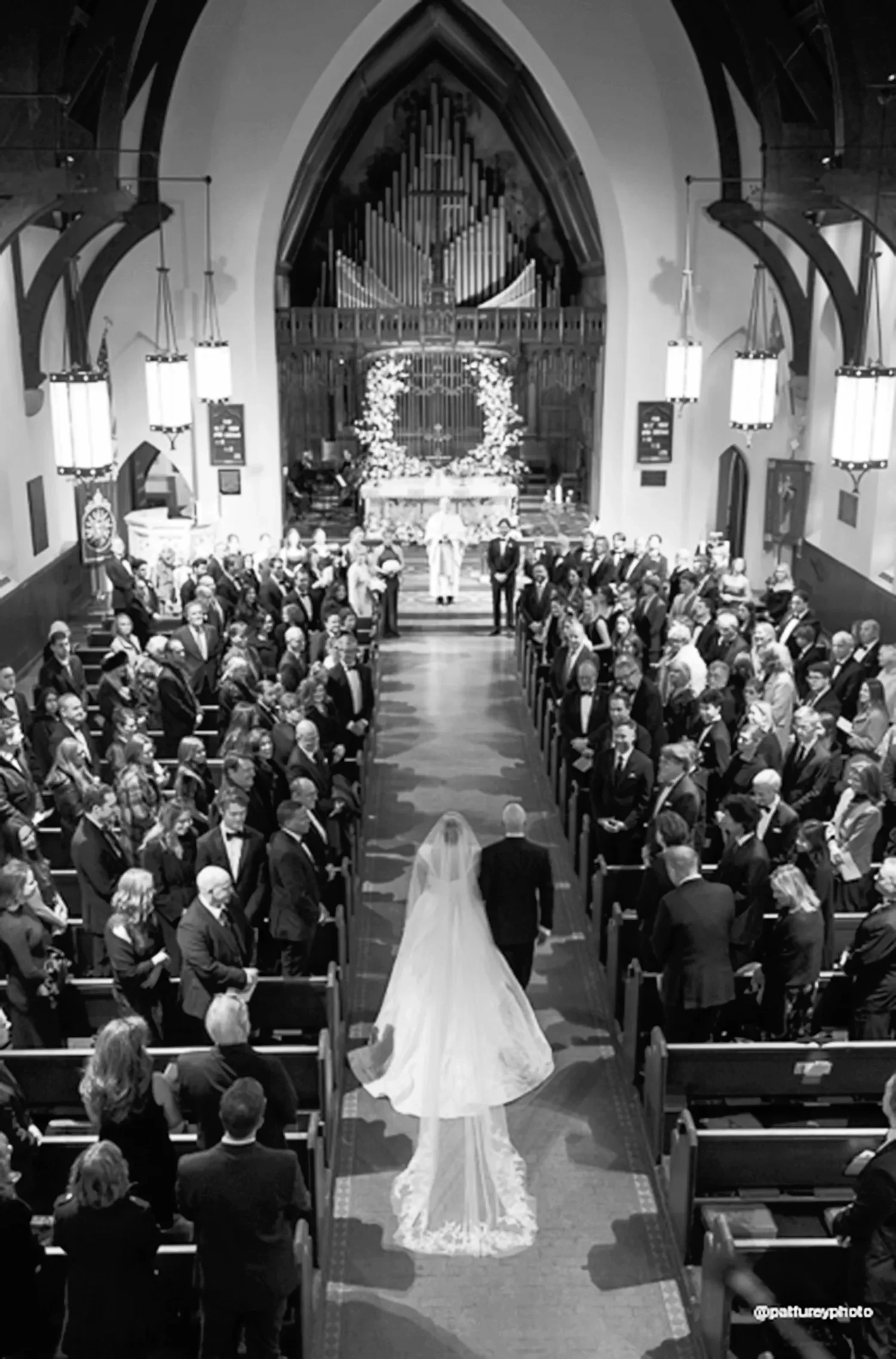 Wedding processional in the main church at St. Thomas’ Church Whitemarsh.