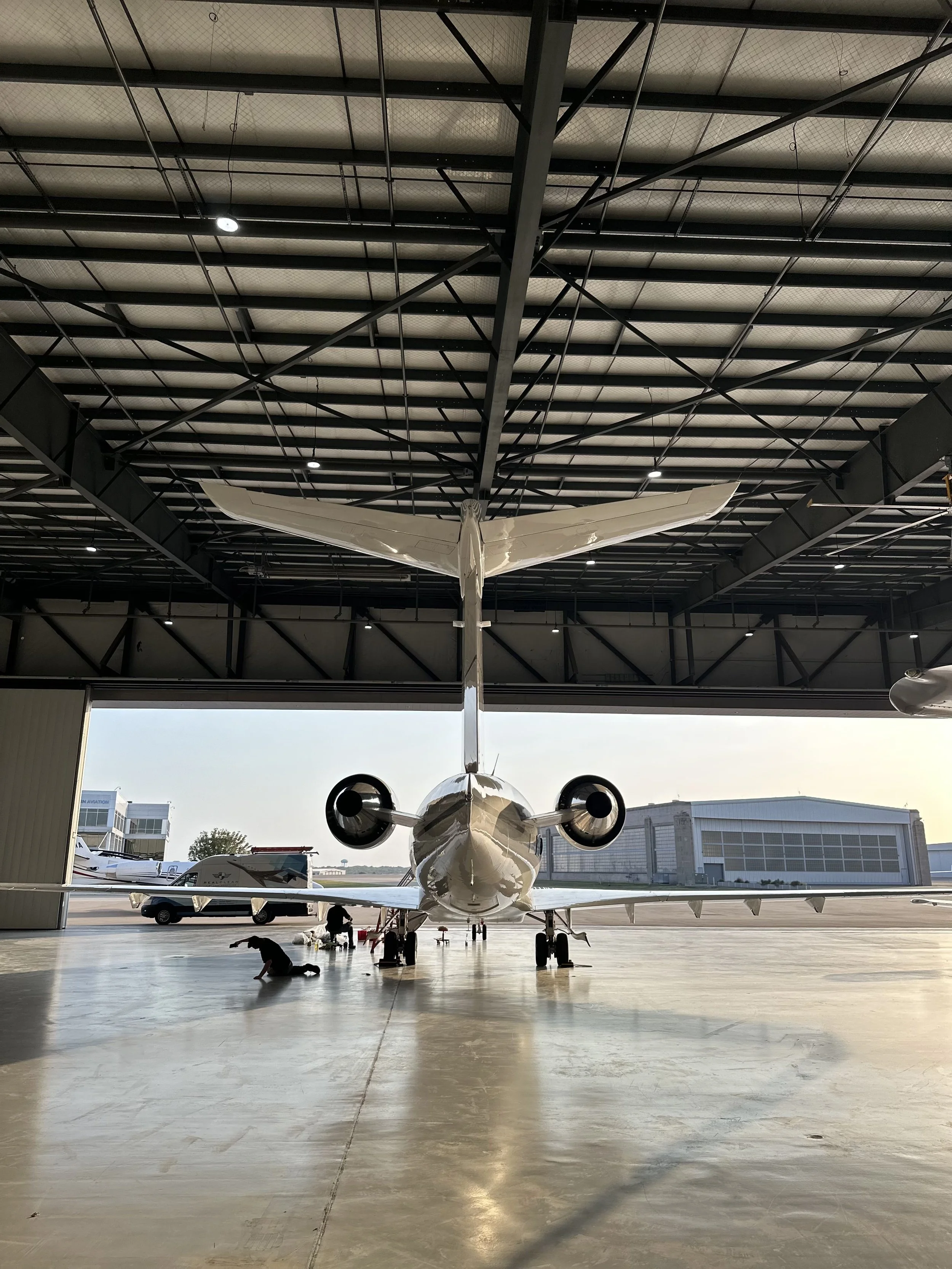 We did a full engine & belly degrease for a Challenger 604 out in ADS Addison Airport, TX