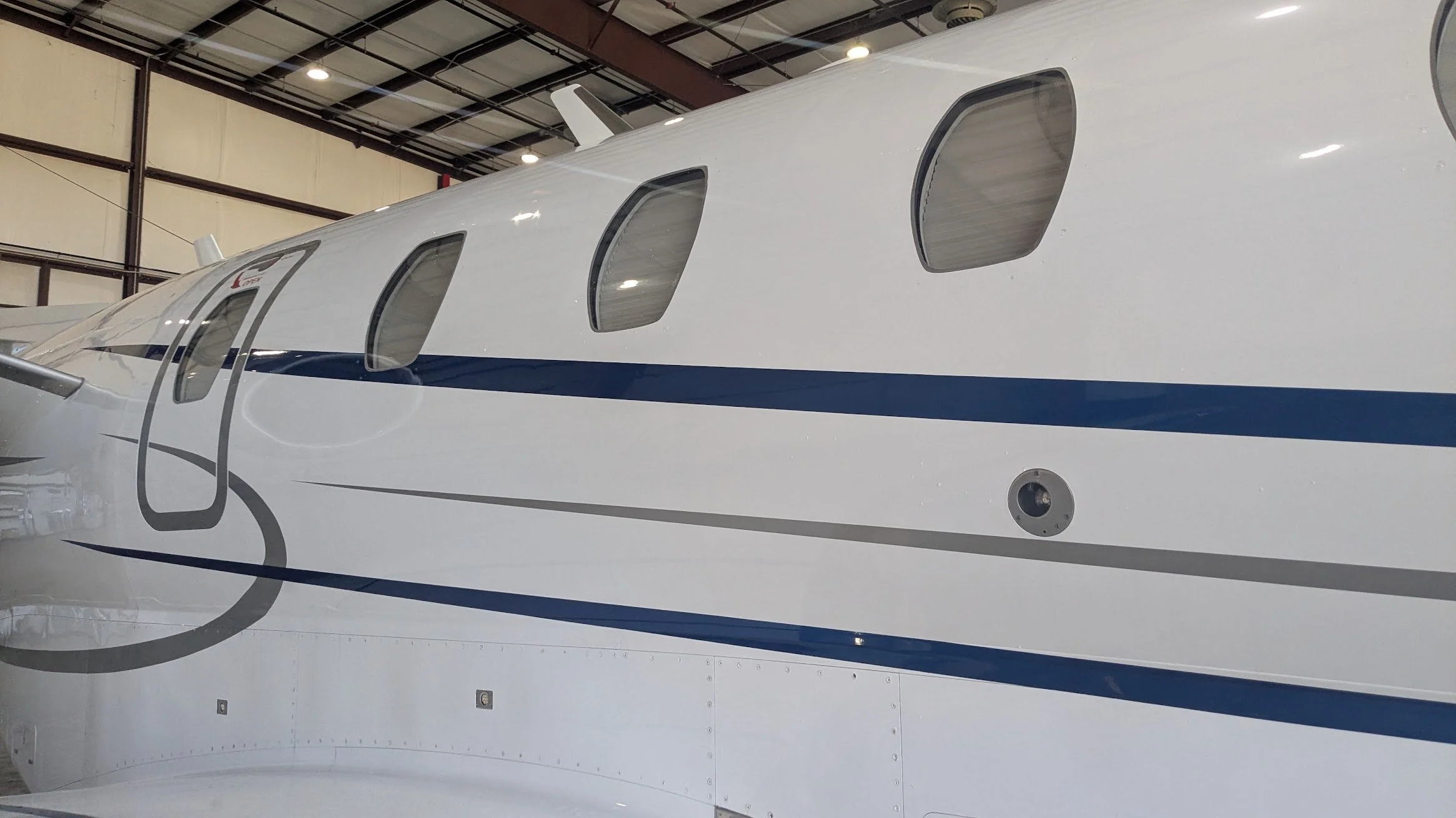 The after results of a Citation CJ4 exterior detailing service with Aircraft RX here in DAL, Dallas Lovefield, TX