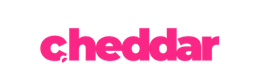 The word 'cheddar' in bright pink text.