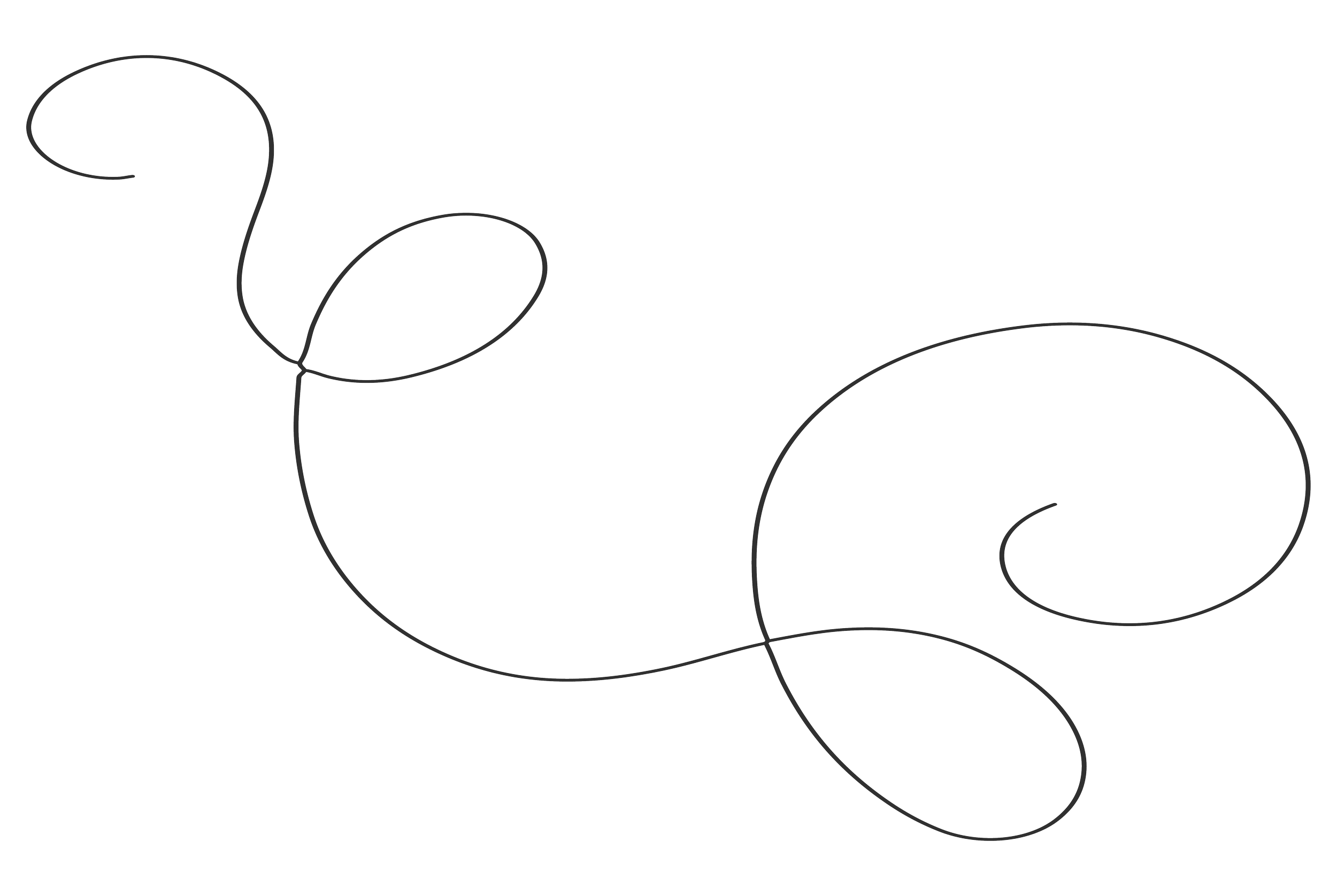Black background with white swirling line art patterns resembling abstract floral or decorative designs.