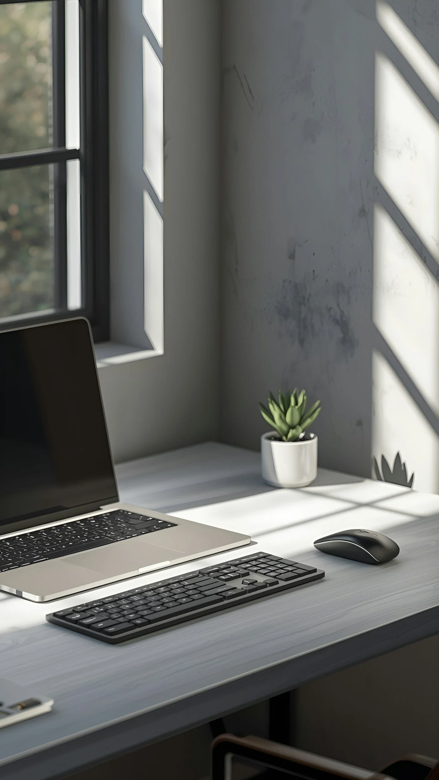 A sharp, minimalist multi-monitor workspace with clean afternoon shadows, capturing the modern, secure digital infrastructure used to manage complex accounting files.