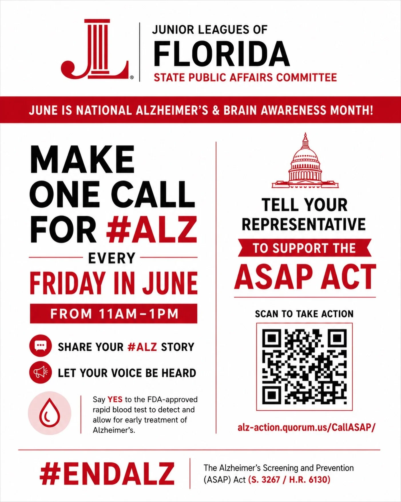🧠 June is National Alzheimer&rsquo;s &amp; Brain Awareness Month.

Every Friday in June, advocates across the country are making one call for #ALZ to help advance early detection, treatment, and support for those impacted by Alzheimer&rsquo;s diseas