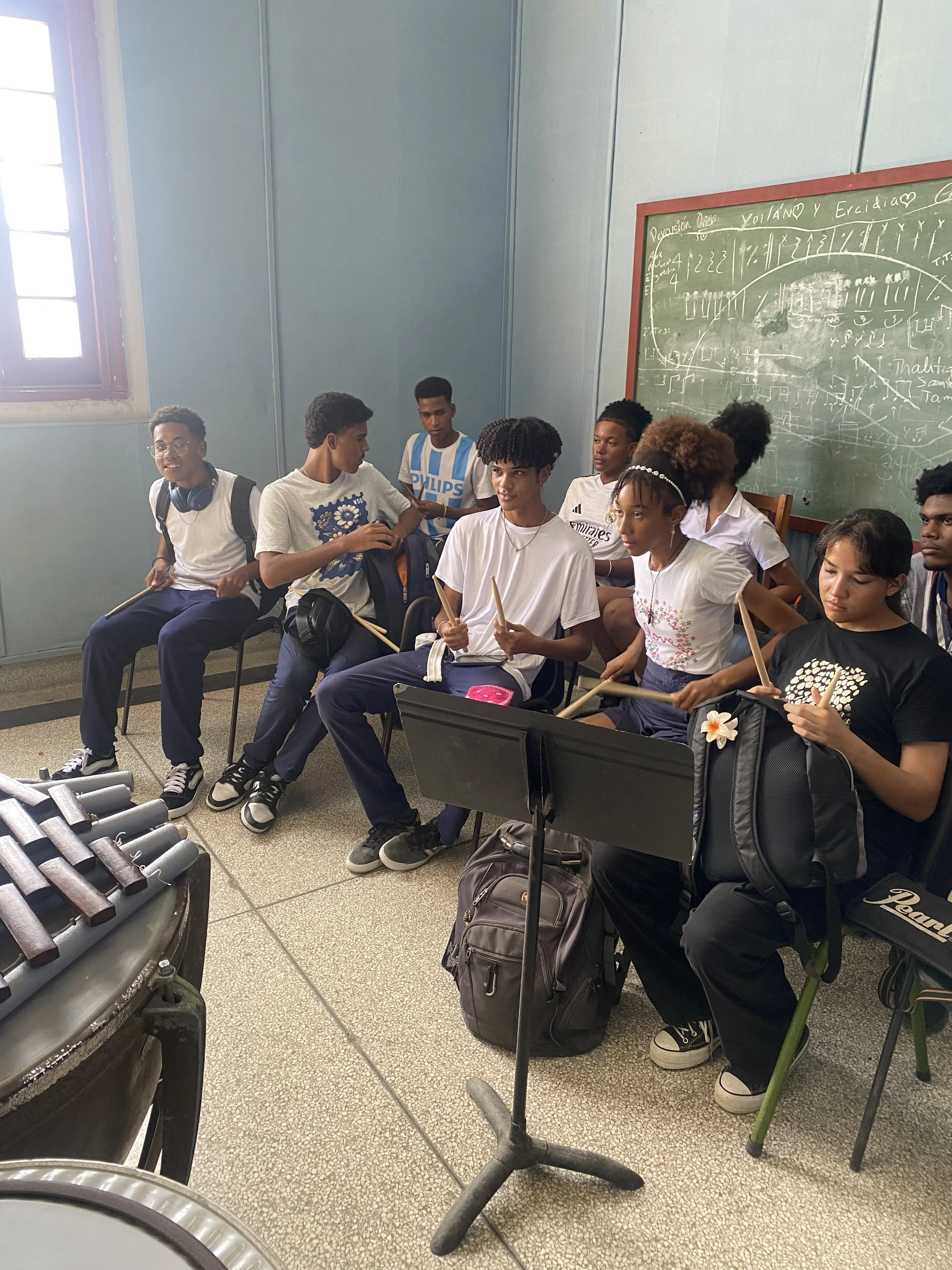 Percussion Lesson for the young students at ISA
