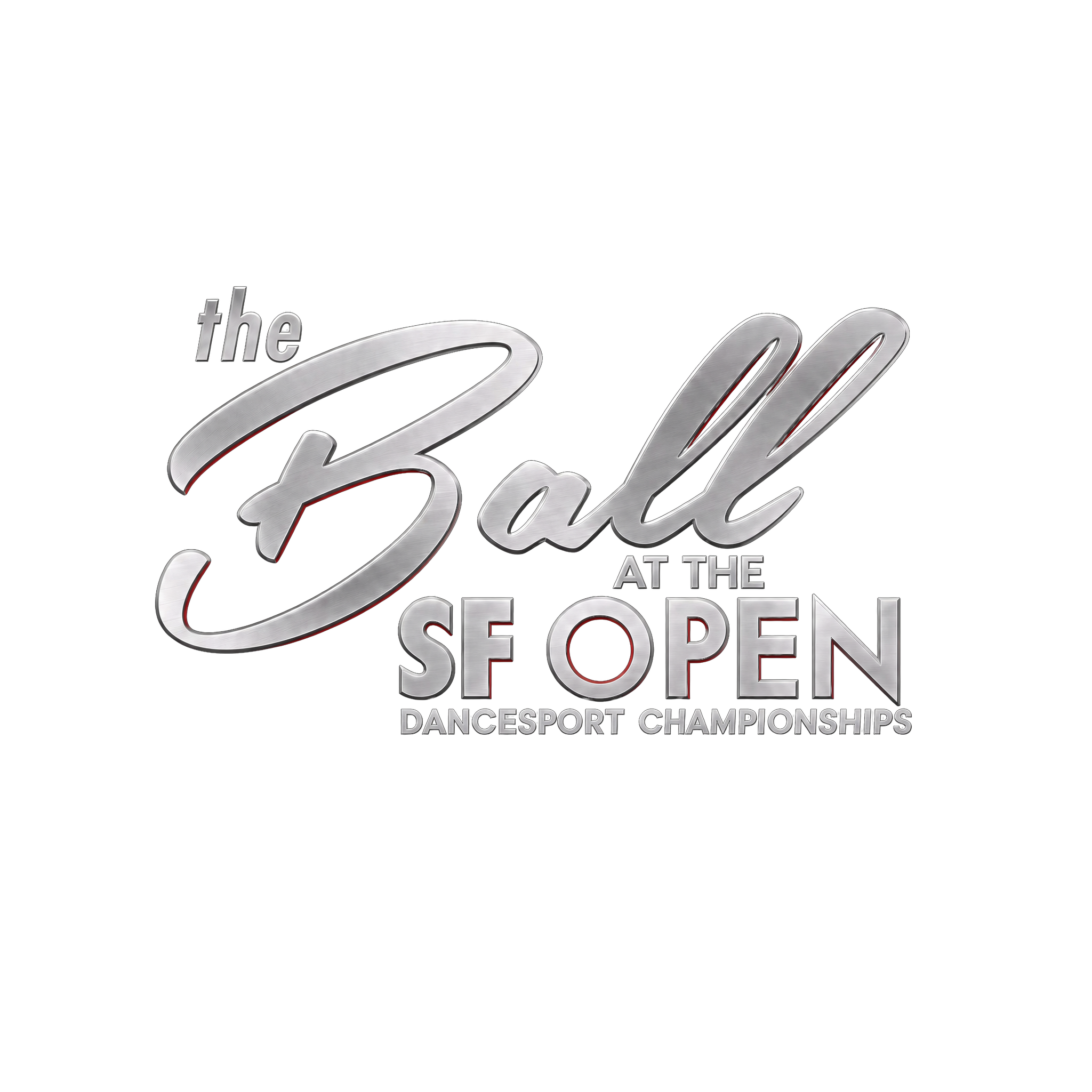 Text that reads, 'DANCESPORT CHAMPIONSHIPS AT THE SEX OPEN' in a metallic style on a black background.