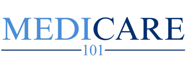 Medicare 101 logo with blue text on black background.