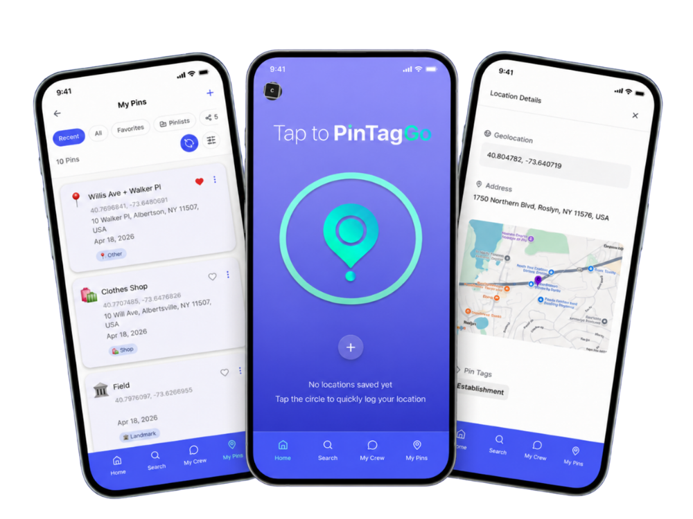 PinTagGo mobile app for saving favorite places and organizing locations