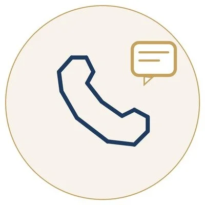 Icon of a telephone receiver and a speech bubble indicating a phone call or communication.