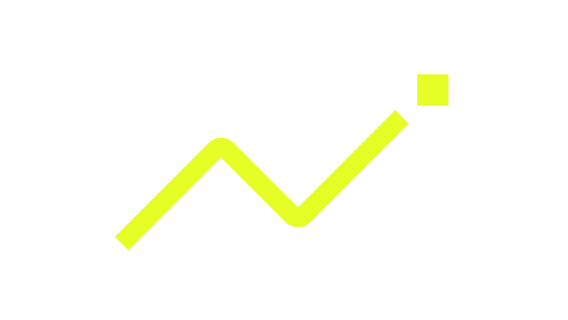 Gráfico de linha com linha amarela ascendente e uma caixa amarela no final.