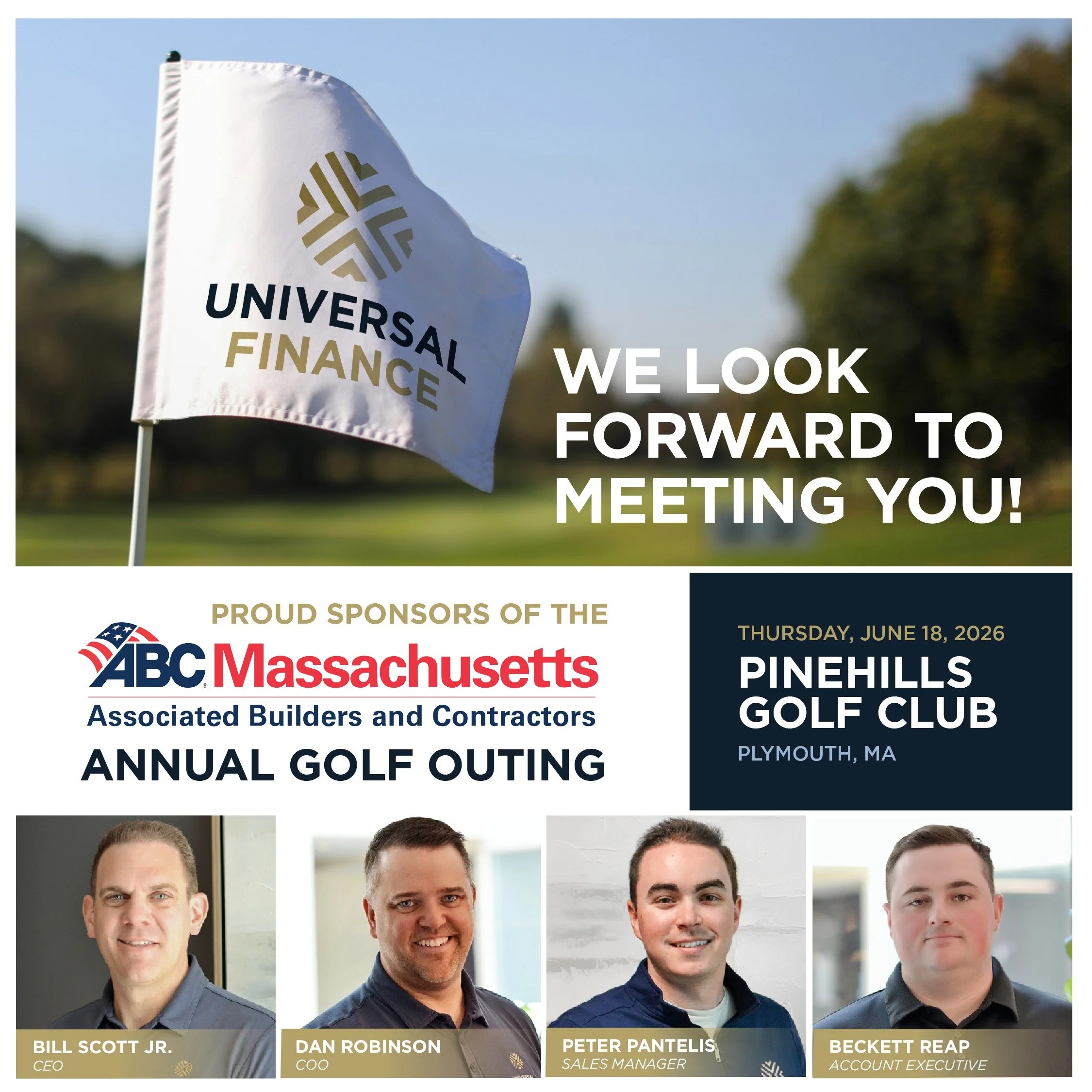 ⛳ We're Teeing Up for a Great Day! 

The #UniversalFinance team is proud to be a first-time sponsor of the @abc_mass's Annual Golf Outing on June 18 at Pinehills Golf Club!

We're looking forward to connecting with local contractors, building new rel