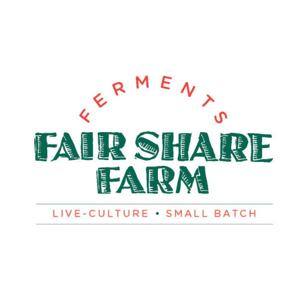 Fair Share Farm ferments logo with live-culture small-batch tagline.