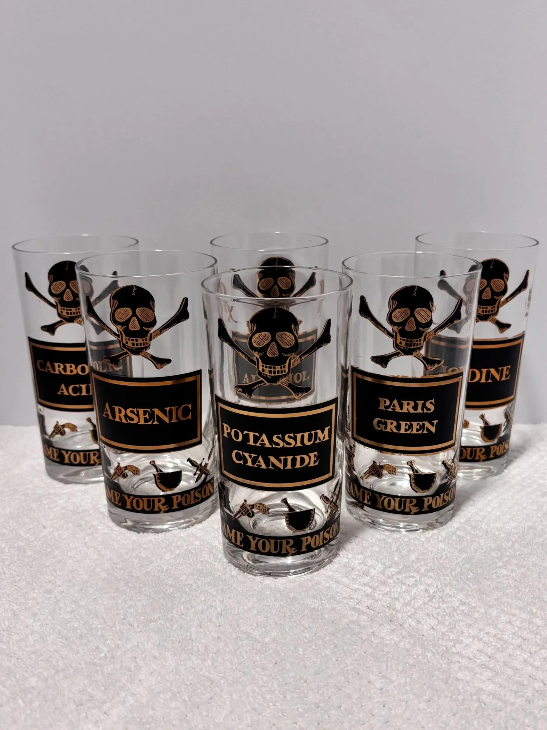 1960s Name Your Poison Highball Glasses - Set of 6